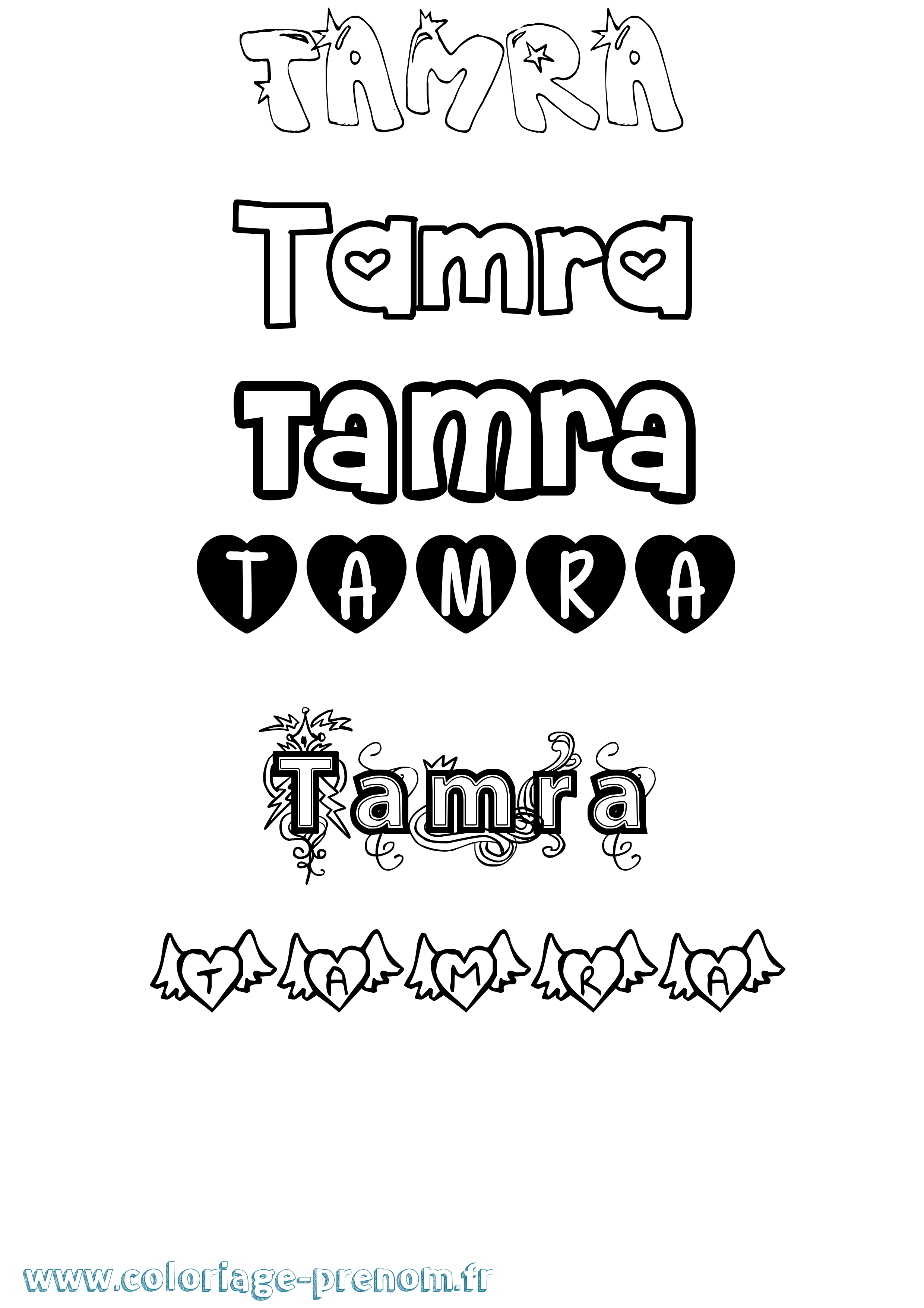 Coloriage prénom Tamra Girly