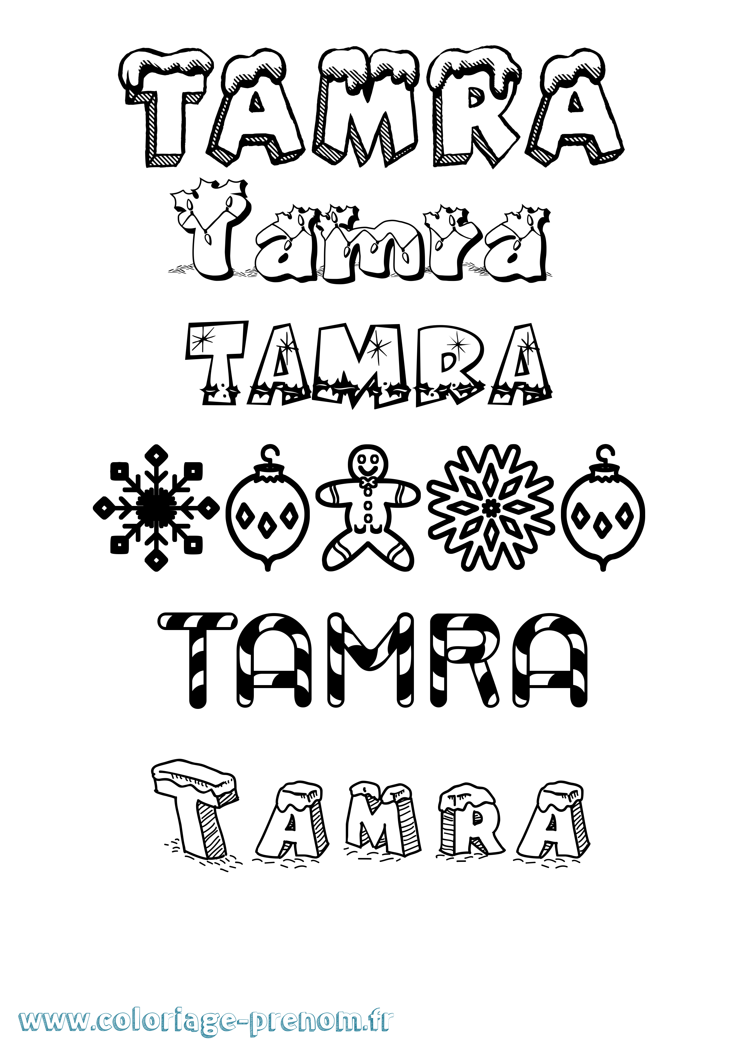 Coloriage Tamra Noël Coloriage prénom Tamra Noël