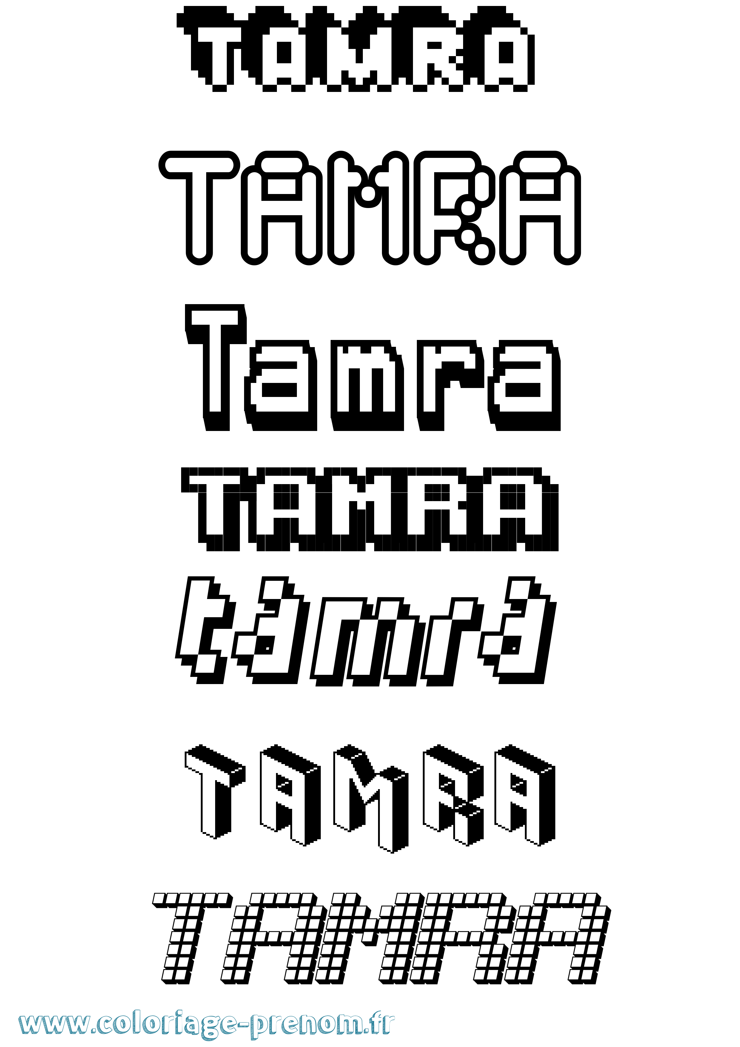 Coloriage prénom Tamra Pixel
