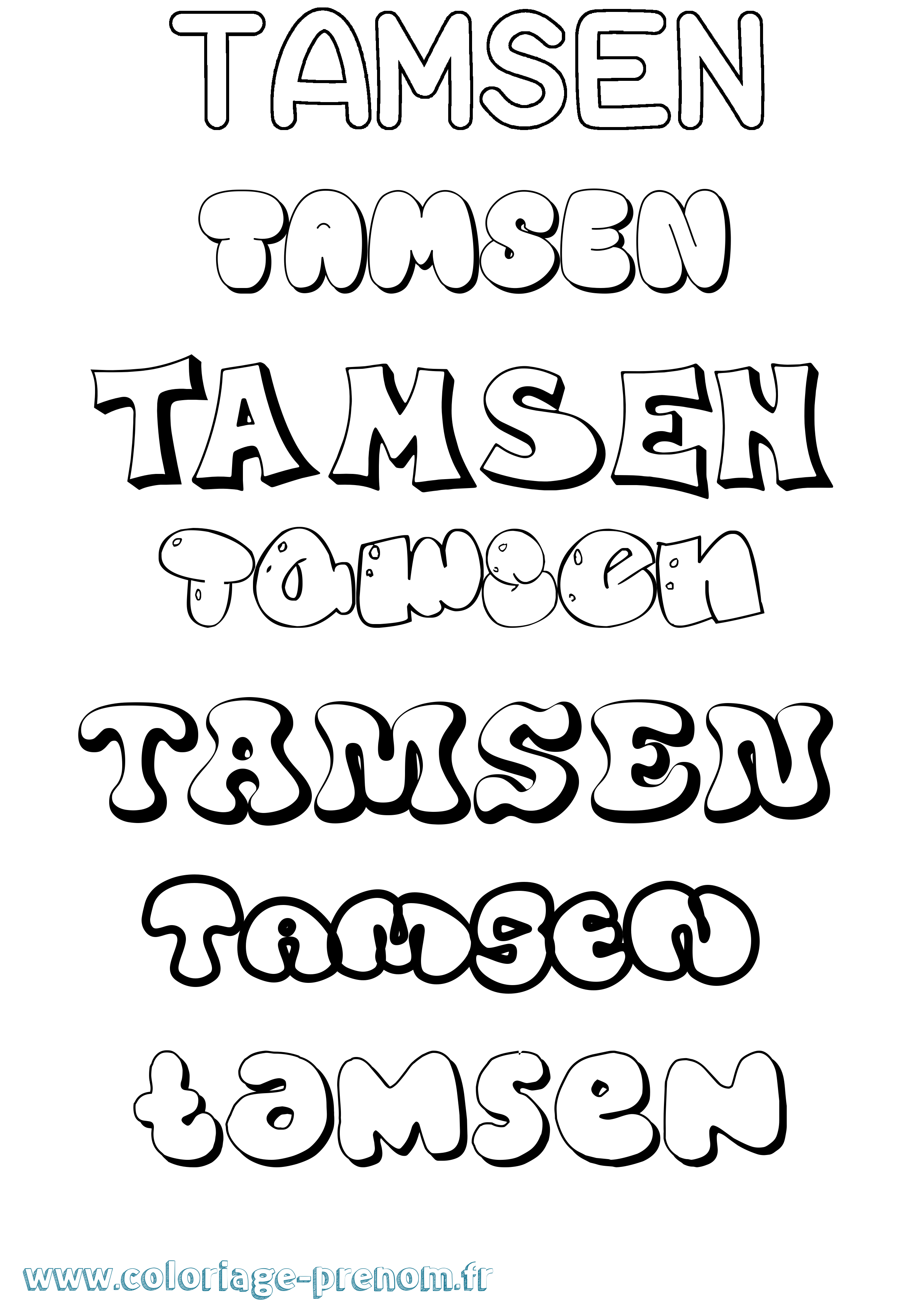 Coloriage prénom Tamsen Bubble