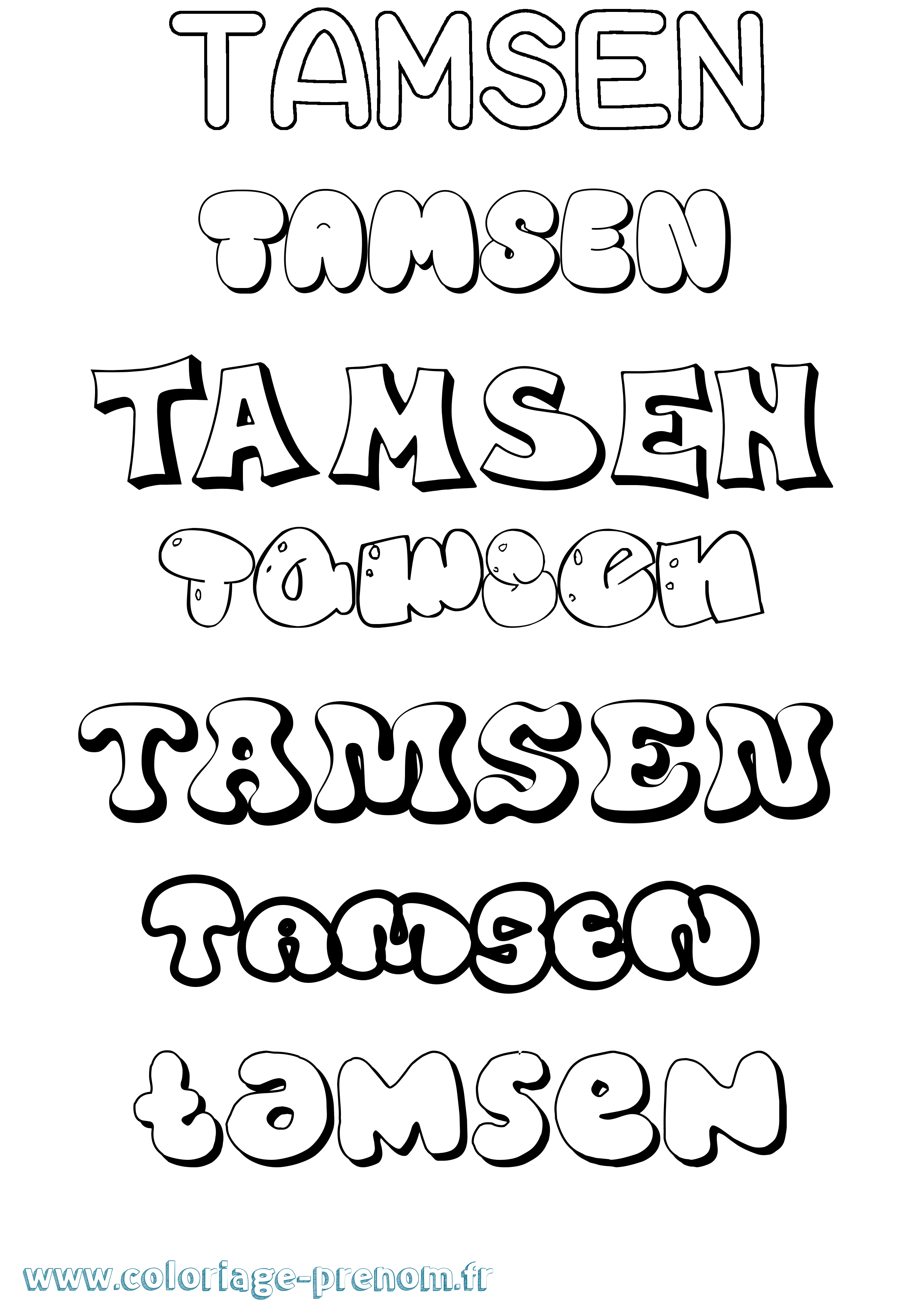 Coloriage Tamsen Bubble Coloriage prénom Tamsen Bubble