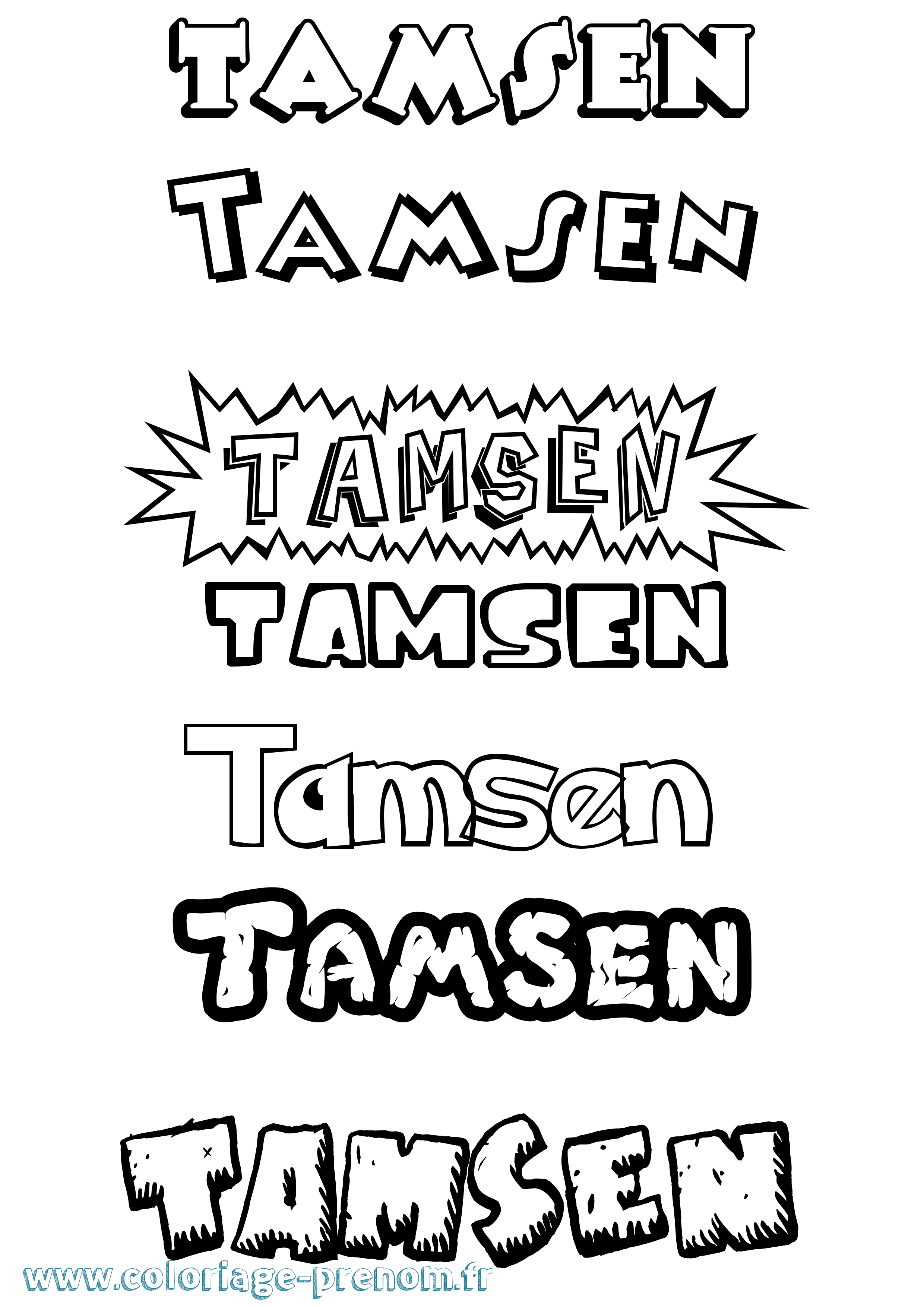 Coloriage Tamsen Dessin Animé Coloriage prénom Tamsen Dessin Animé