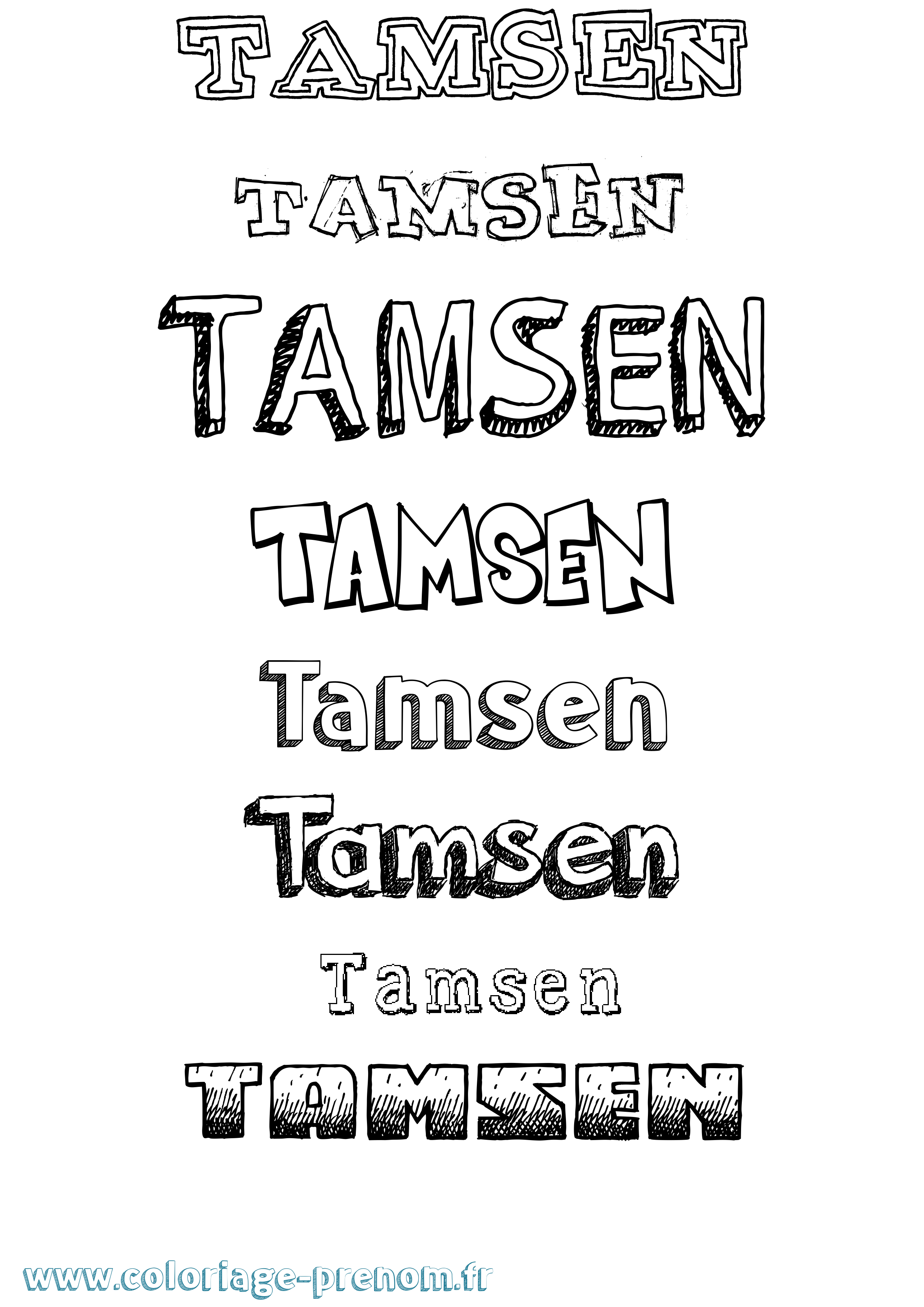 Coloriage prénom Tamsen Dessiné
