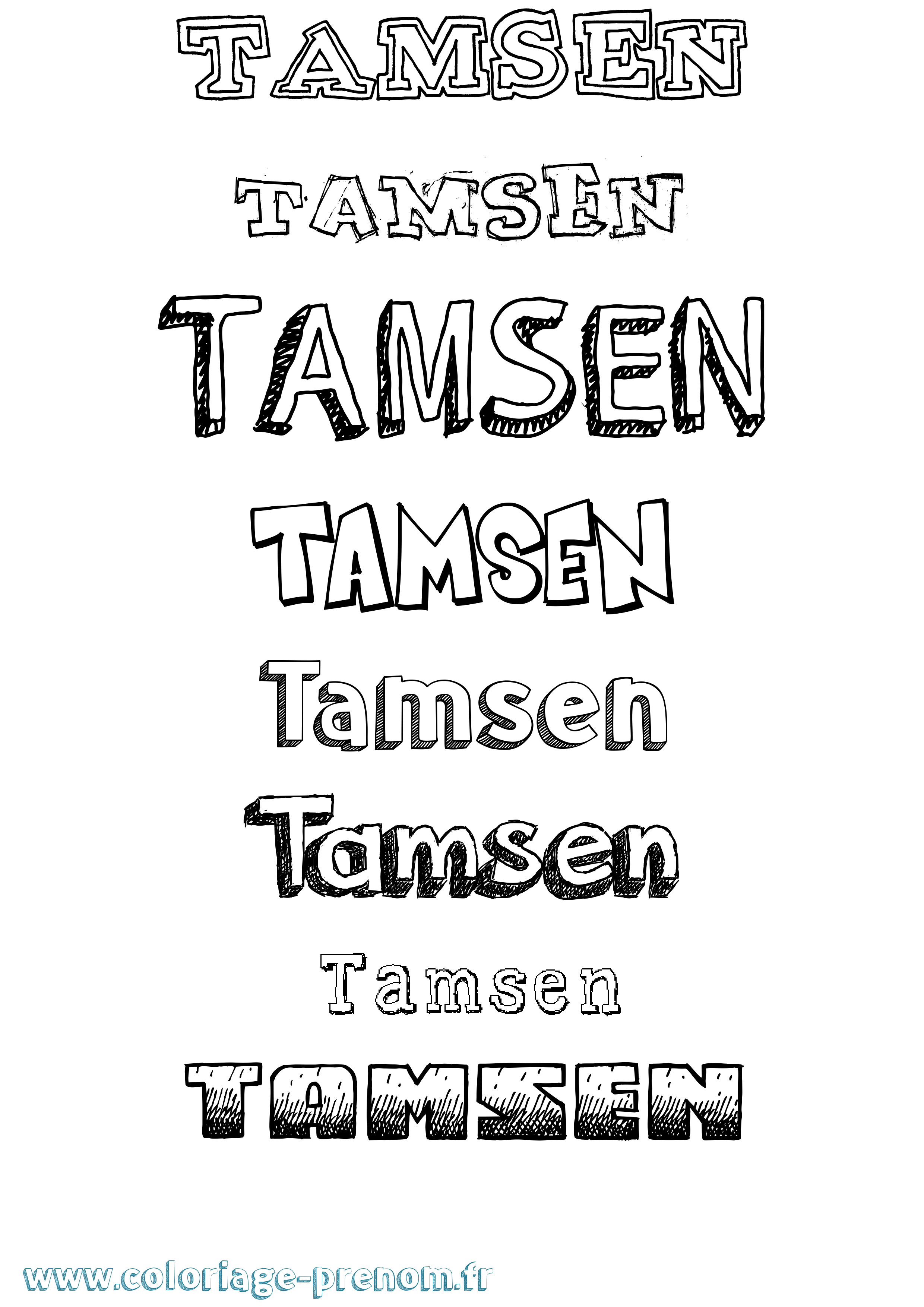 Coloriage Tamsen Dessiné Coloriage prénom Tamsen Dessiné