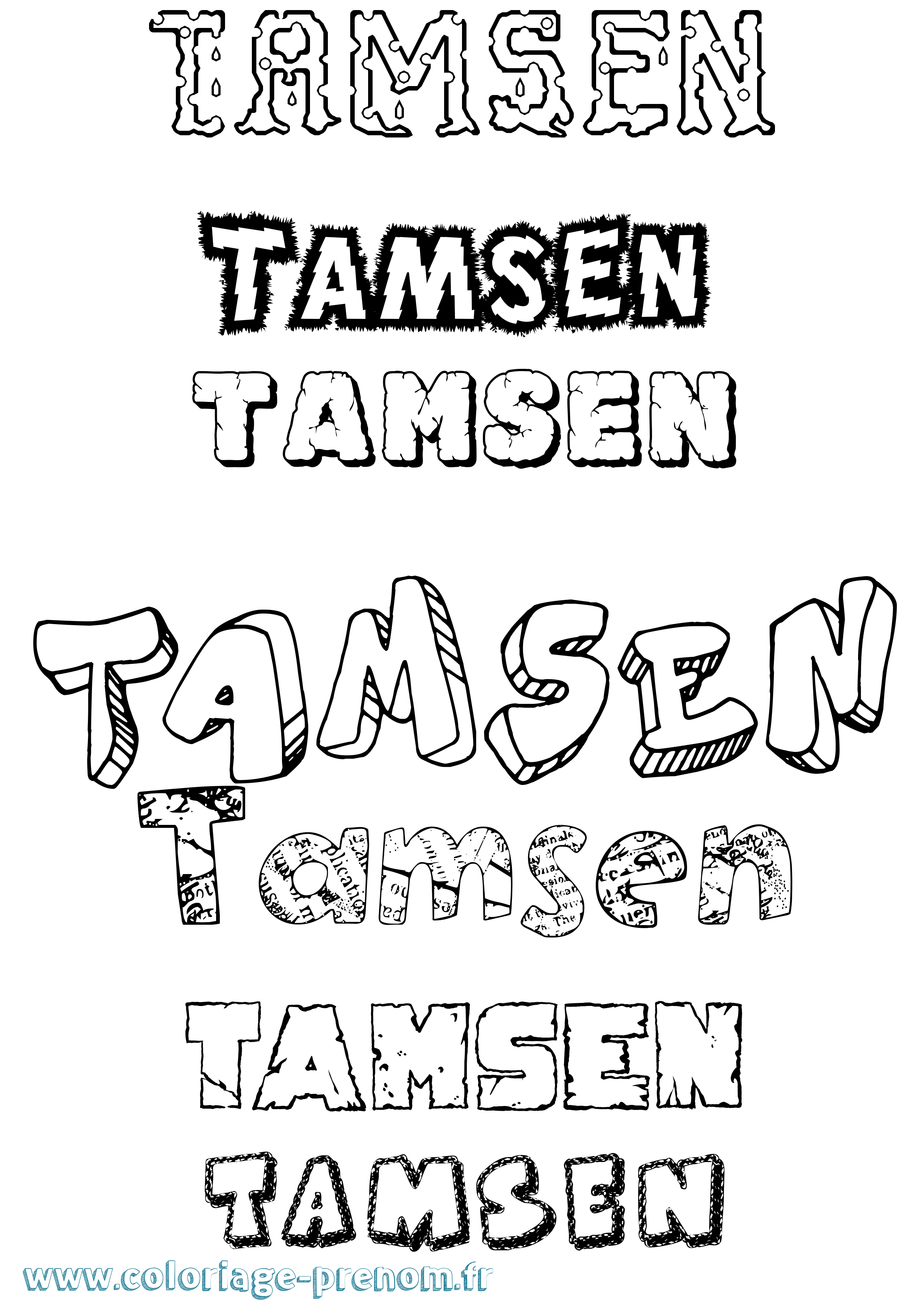 Coloriage Tamsen Destructuré Coloriage prénom Tamsen Destructuré
