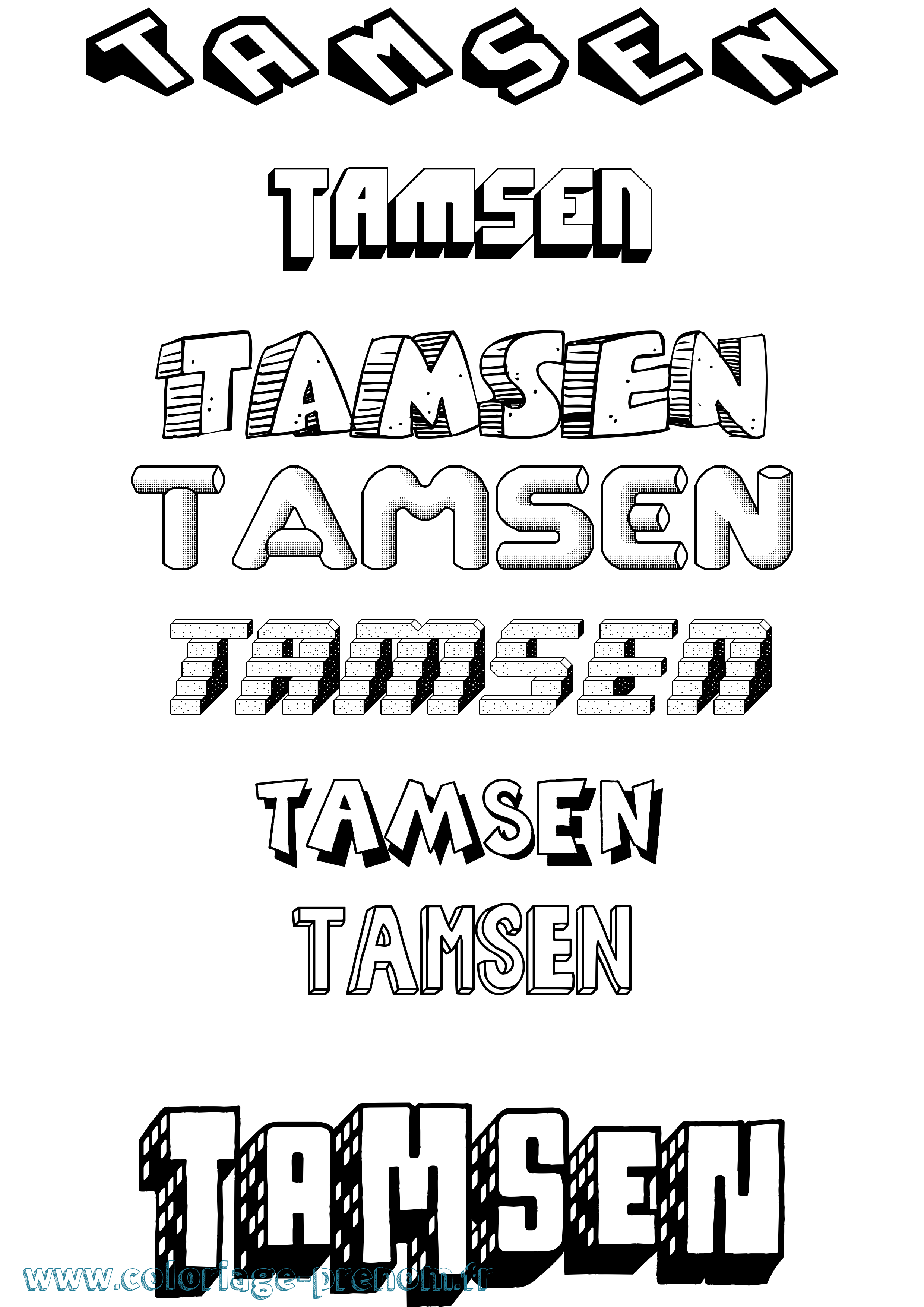 Coloriage Tamsen Effet 3D Coloriage prénom Tamsen Effet 3D
