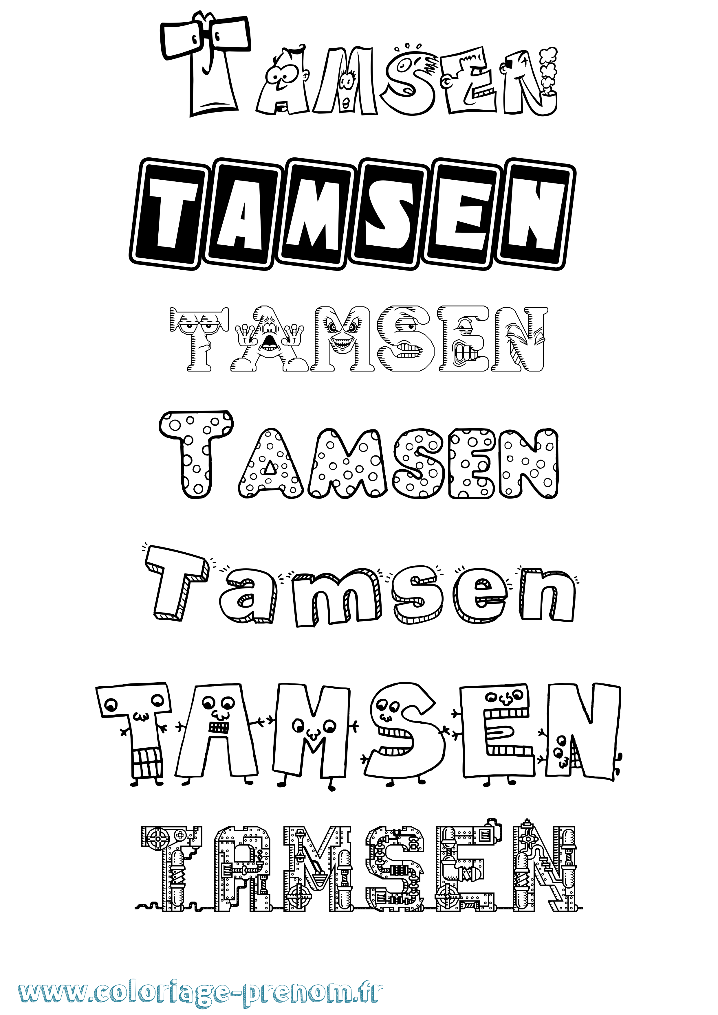 Coloriage prénom Tamsen Fun