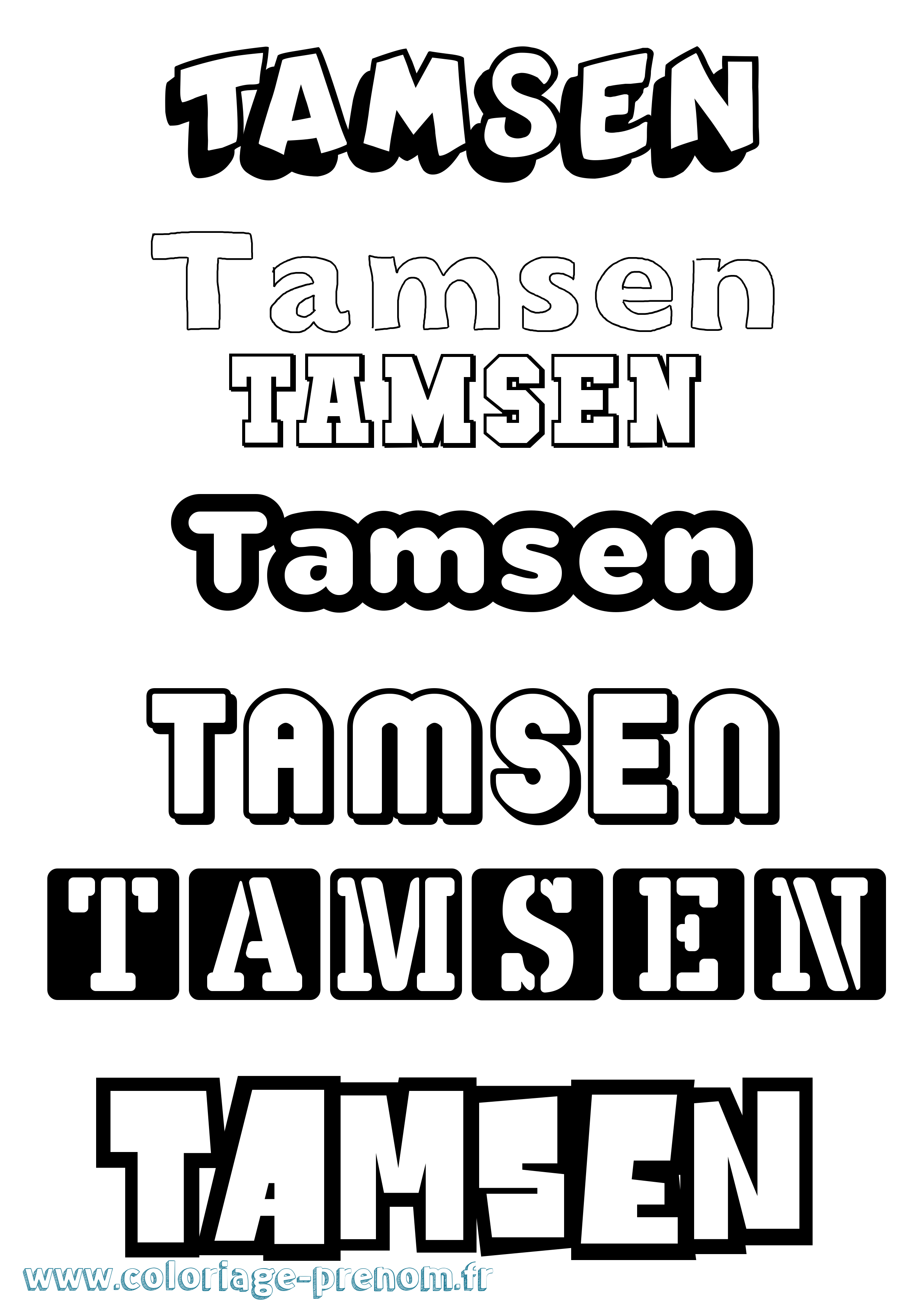 Coloriage prénom Tamsen Simple