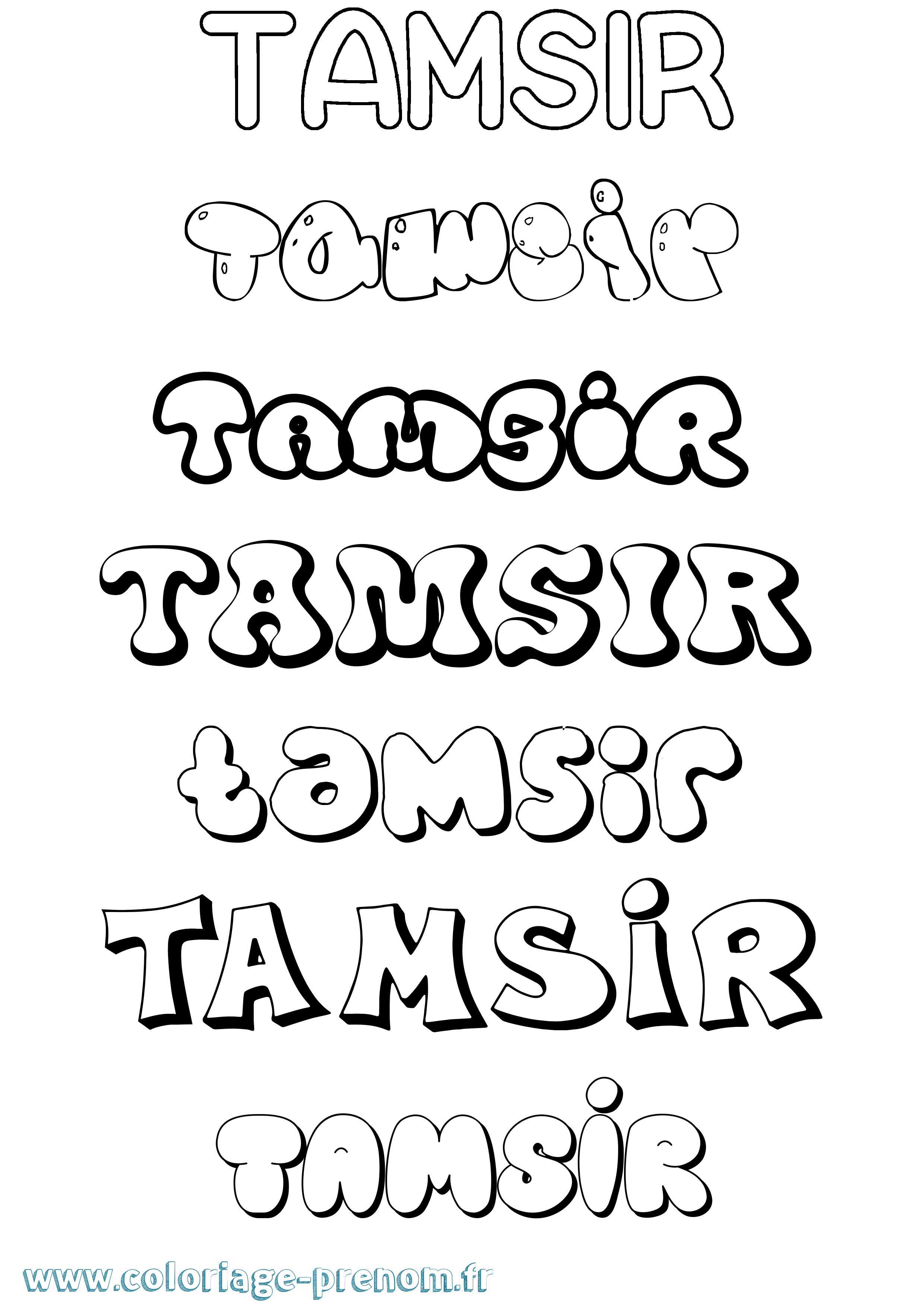 Coloriage prénom Tamsir Bubble