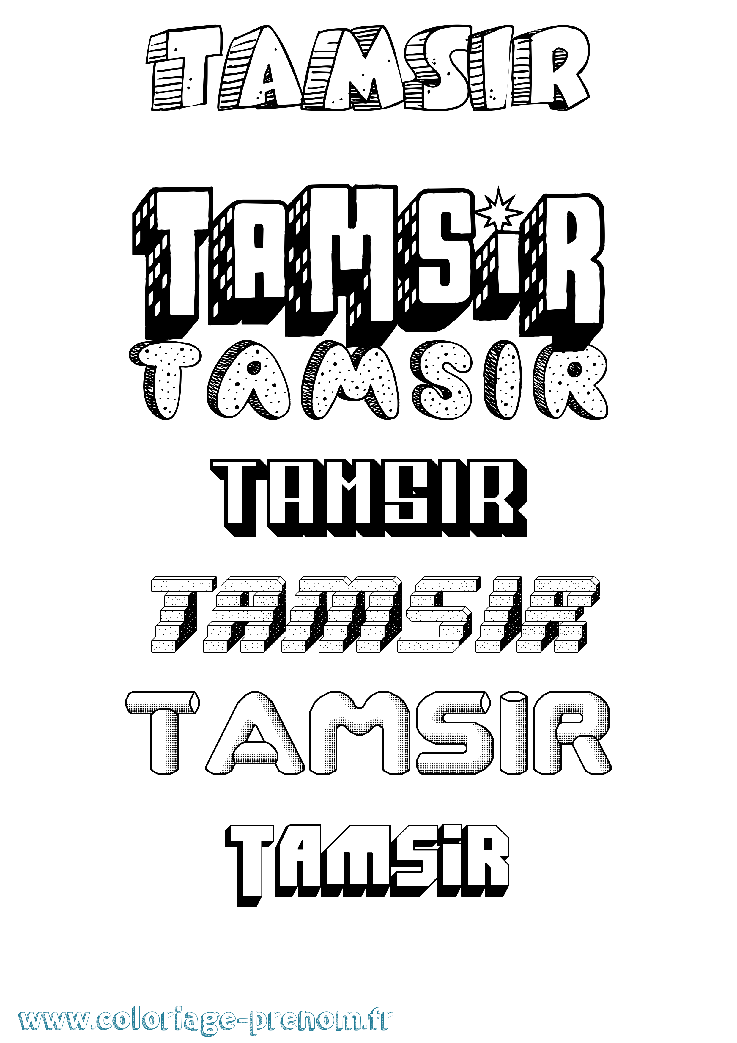 Coloriage prénom Tamsir Effet 3D
