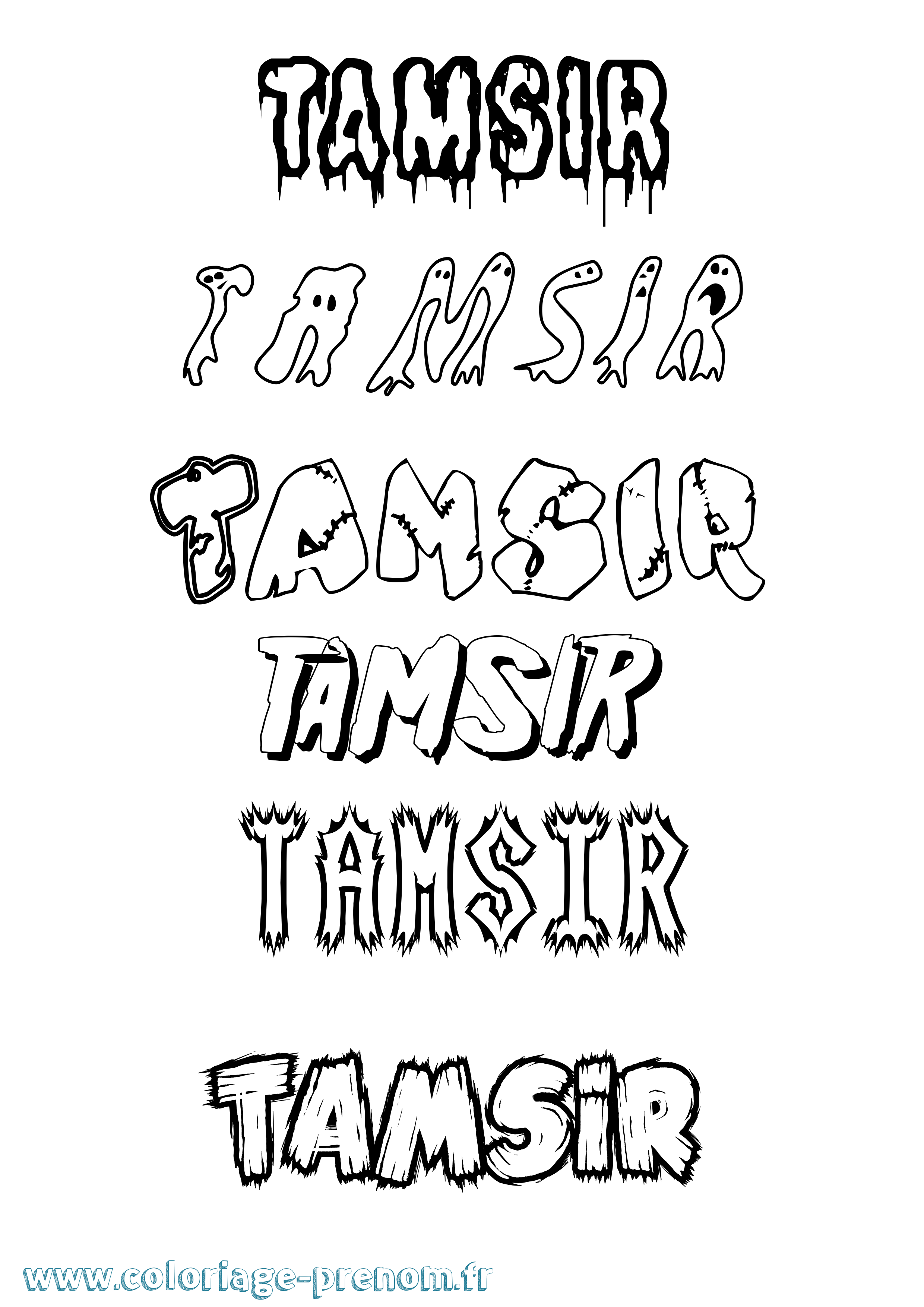 Coloriage prénom Tamsir Frisson