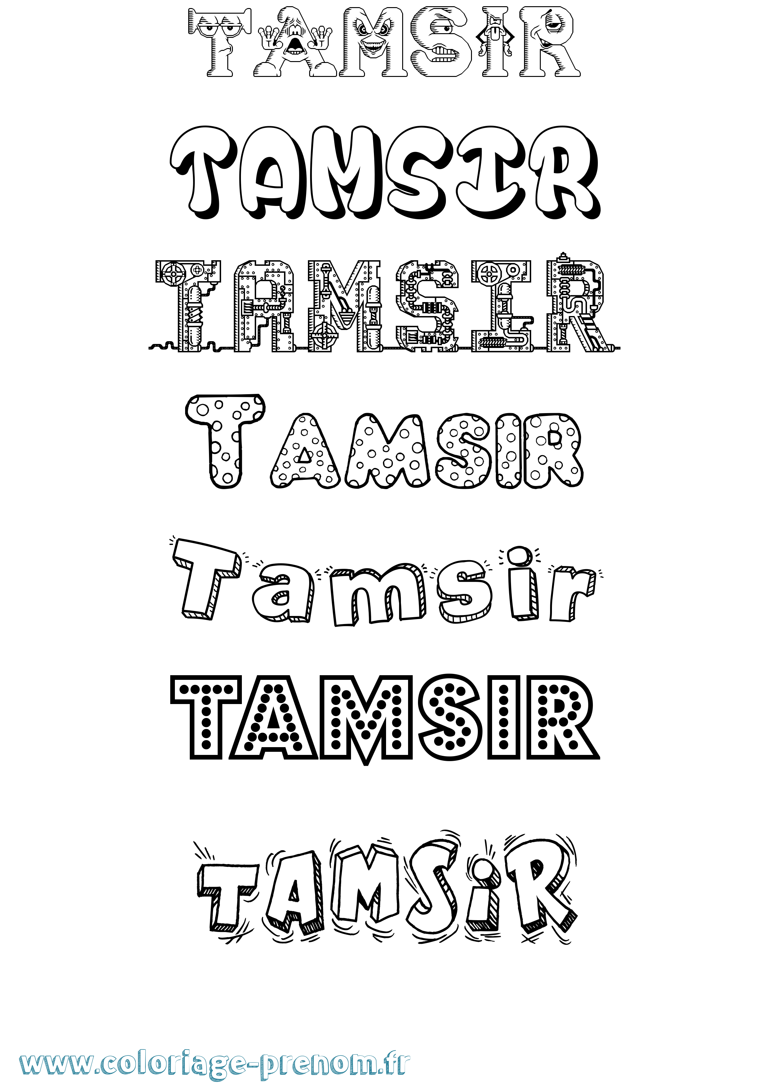Coloriage prénom Tamsir Fun