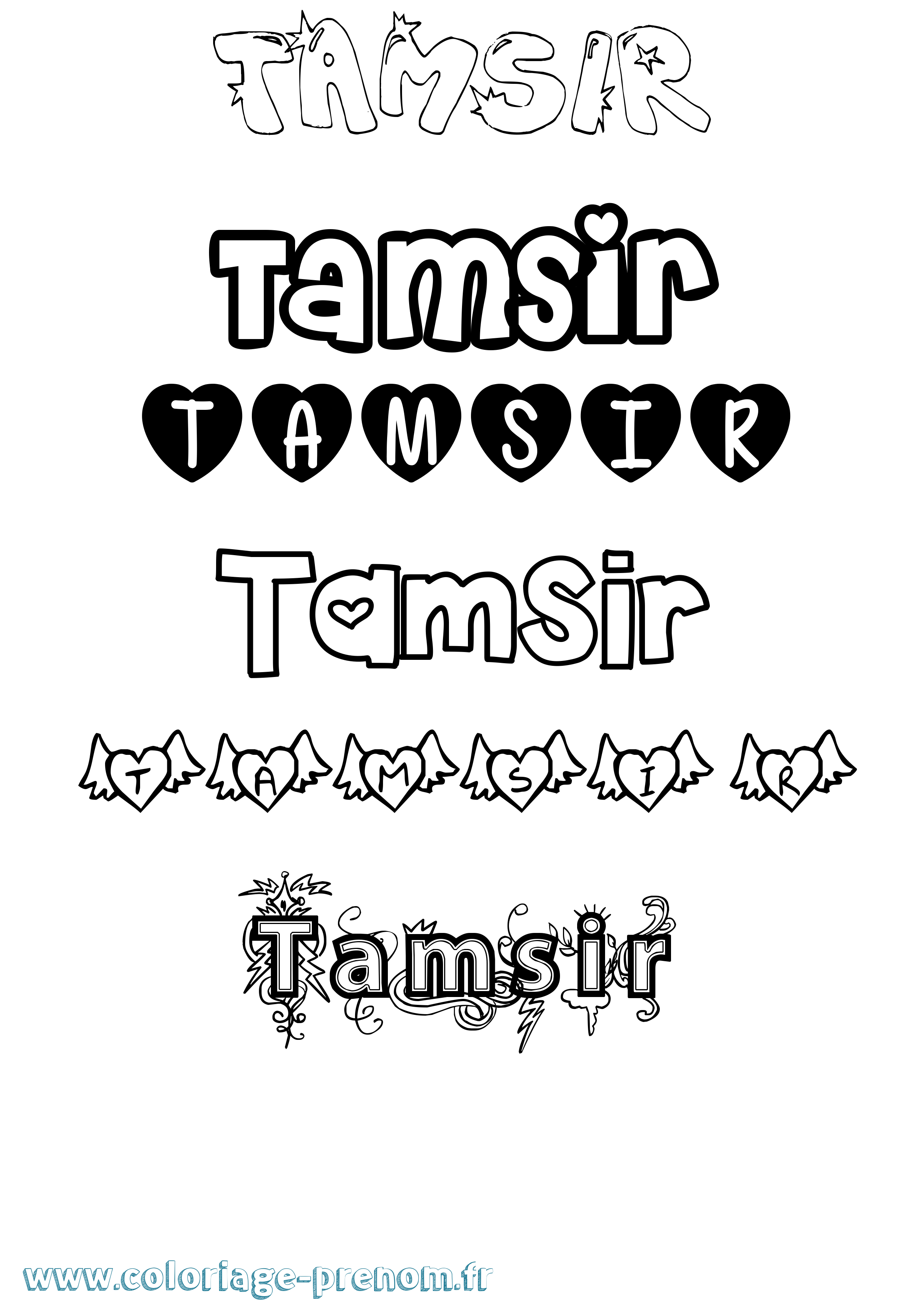 Coloriage prénom Tamsir Girly