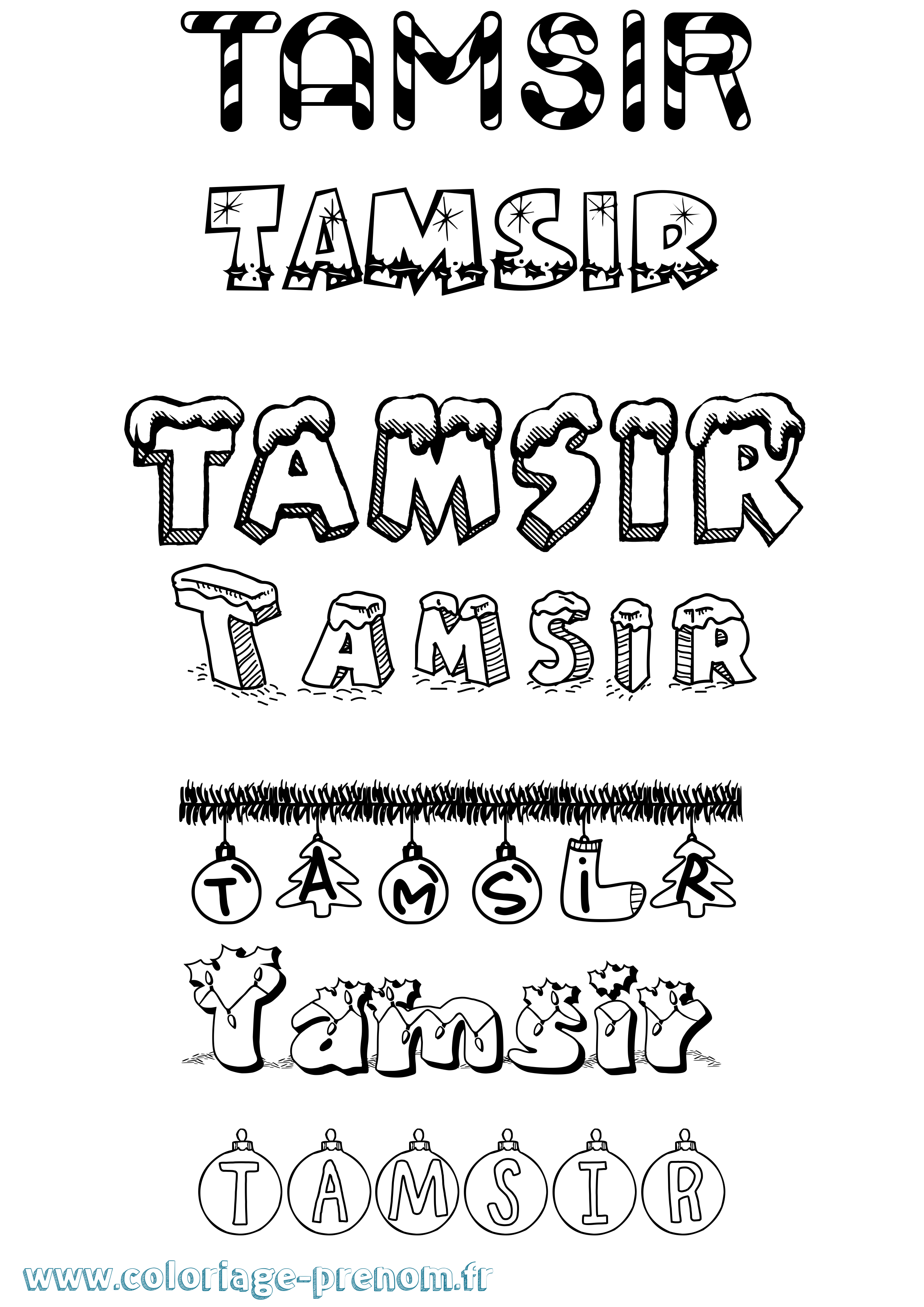 Coloriage prénom Tamsir Noël