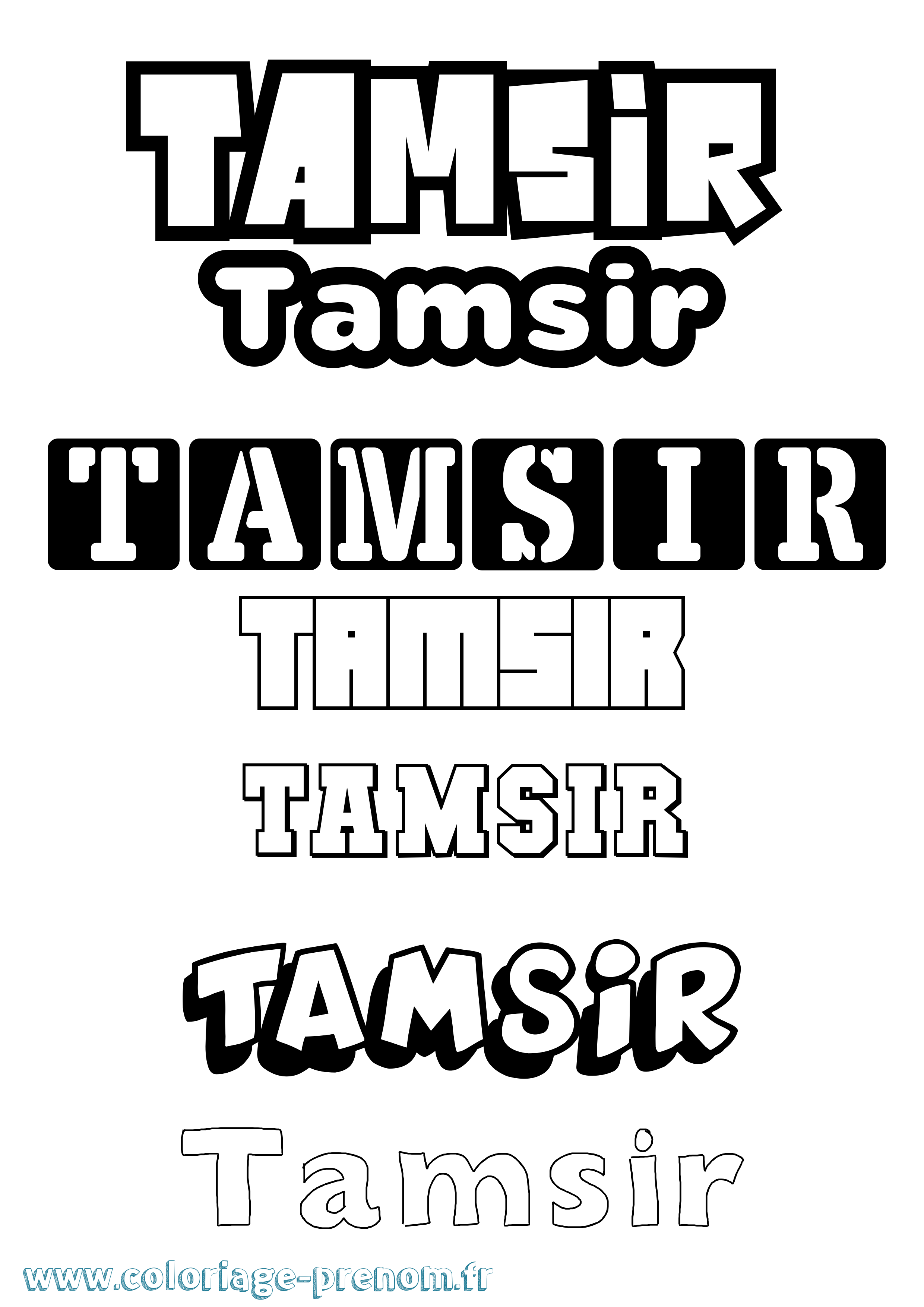 Coloriage prénom Tamsir Simple