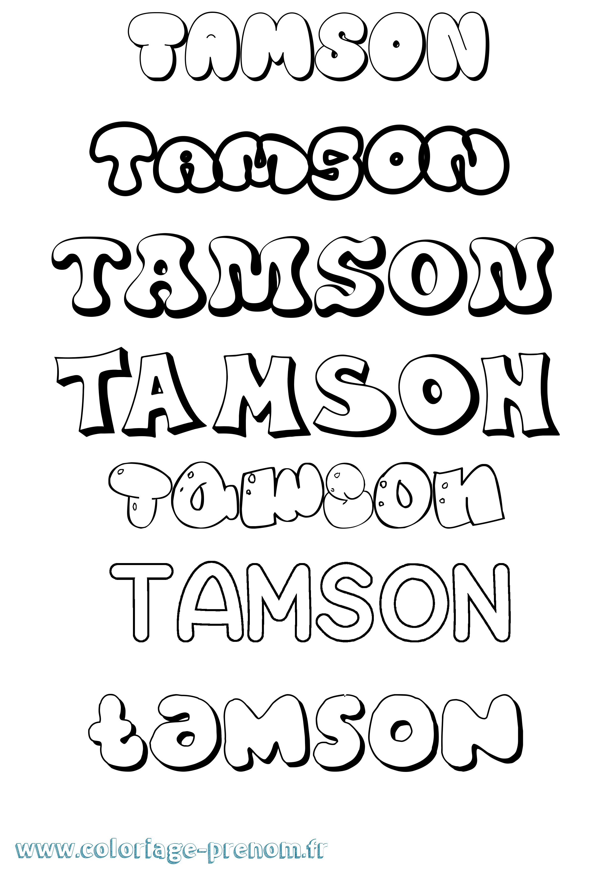 Coloriage prénom Tamson Bubble
