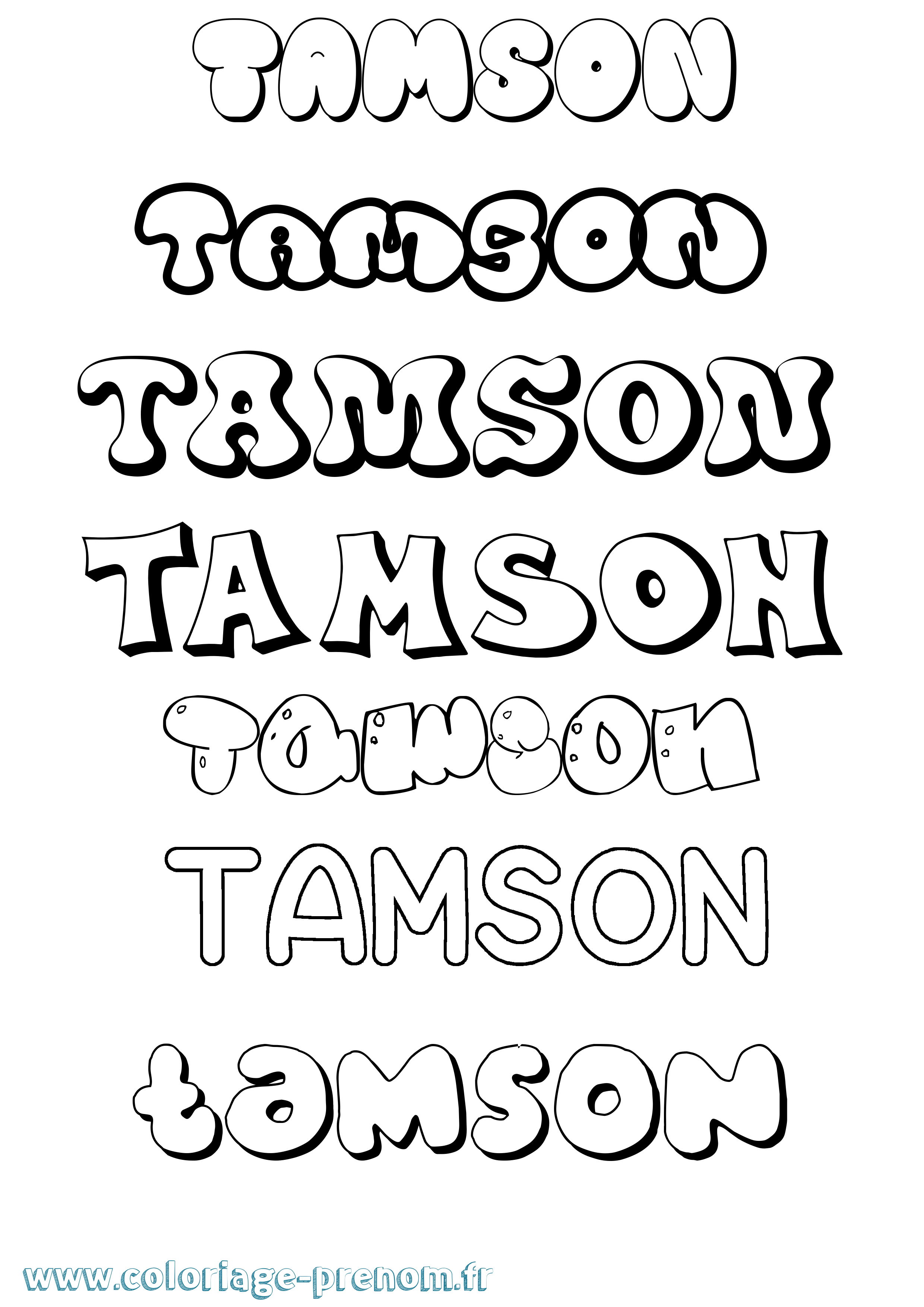 Coloriage Tamson Bubble Coloriage prénom Tamson Bubble