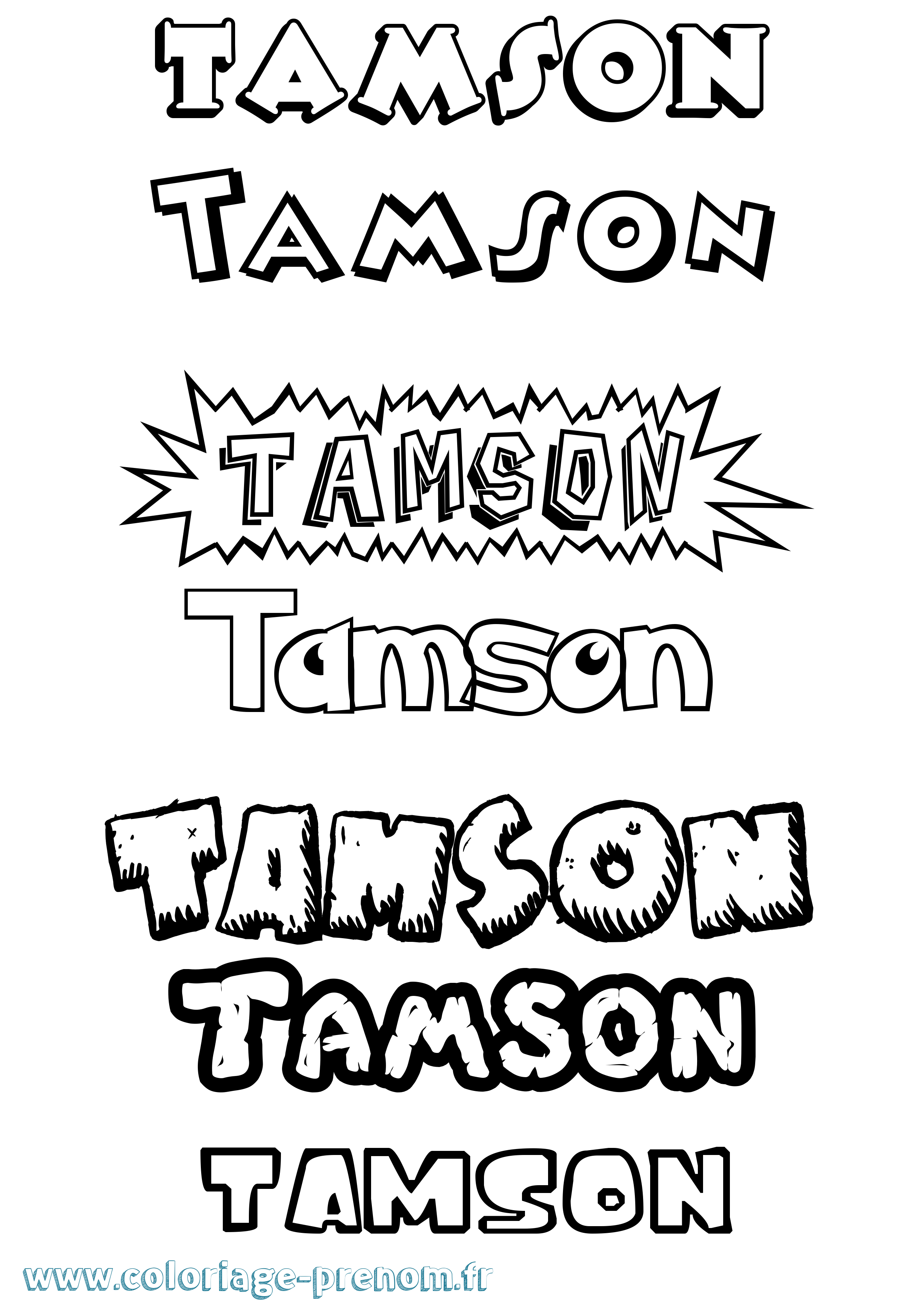 Coloriage Tamson Dessin Animé Coloriage prénom Tamson Dessin Animé