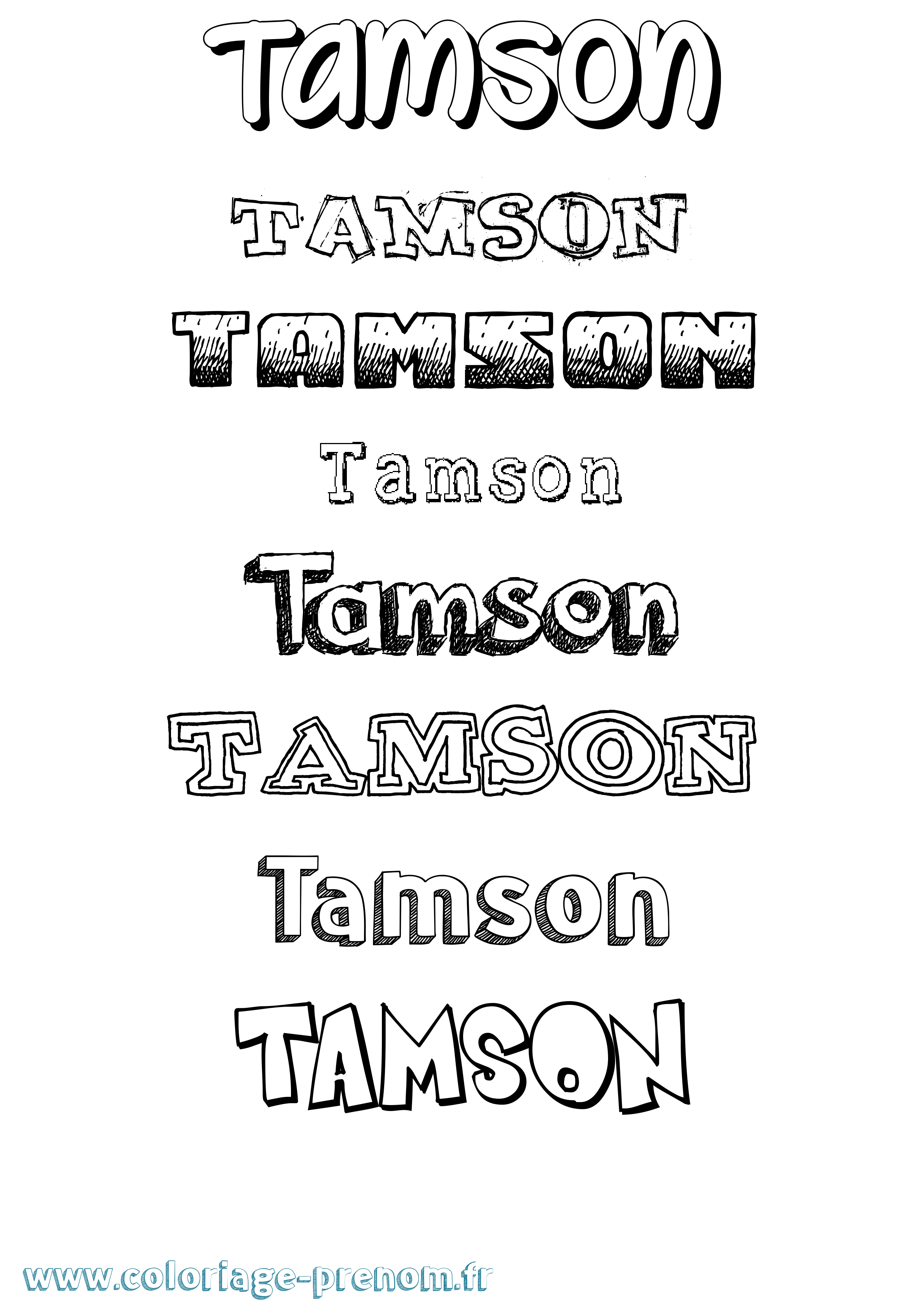Coloriage Tamson Dessiné Coloriage prénom Tamson Dessiné