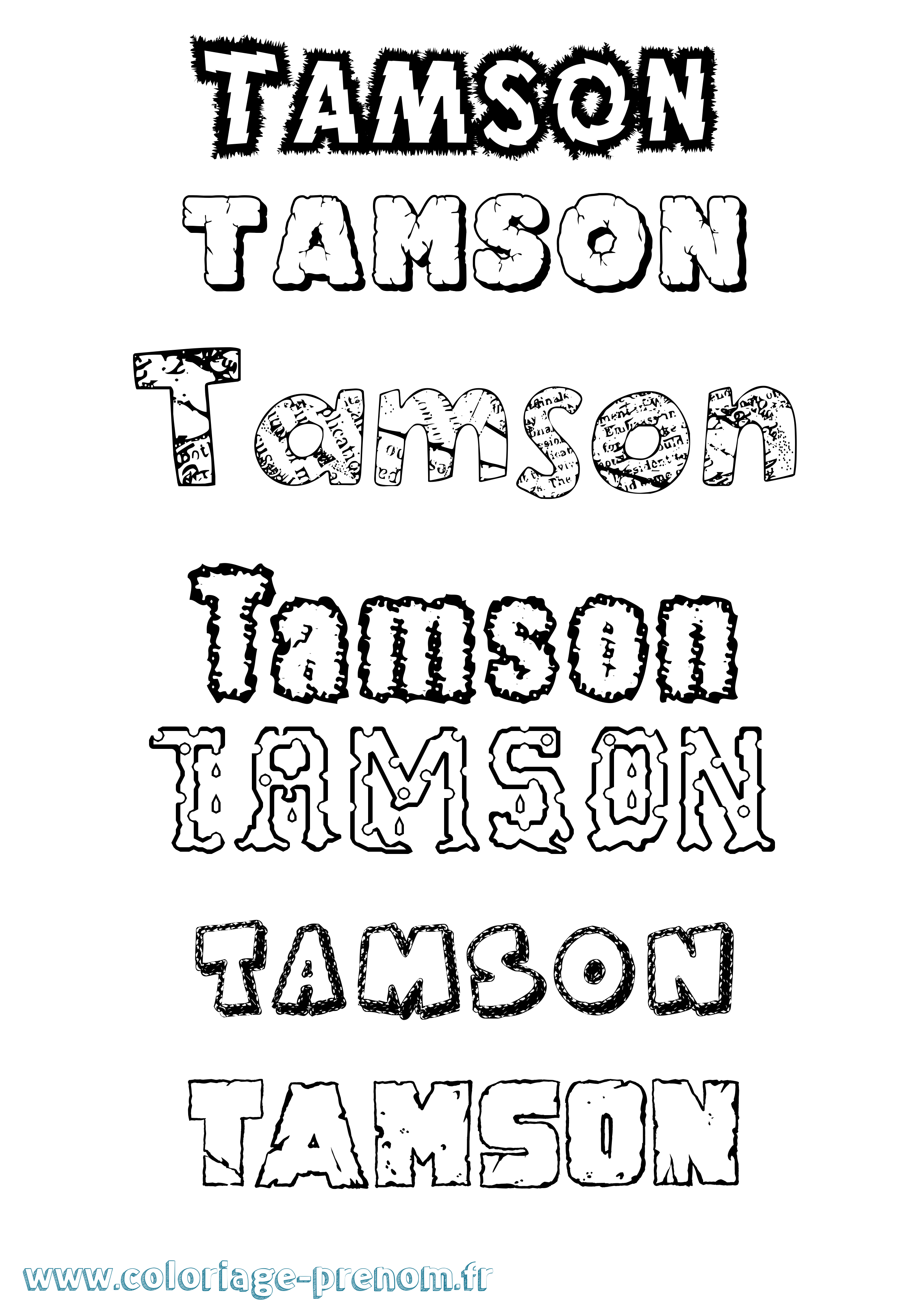 Coloriage prénom Tamson Destructuré