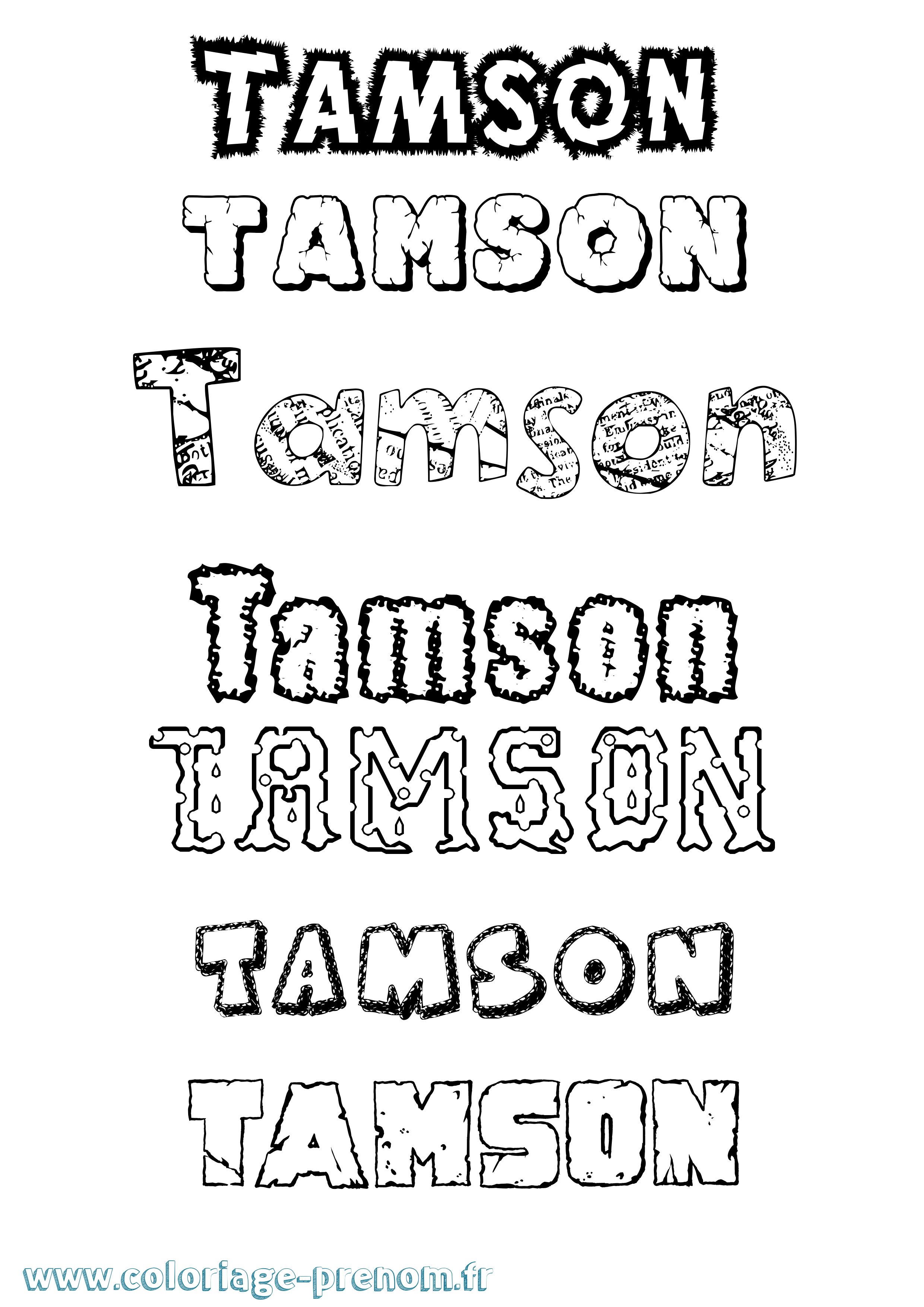Coloriage Tamson Destructuré Coloriage prénom Tamson Destructuré