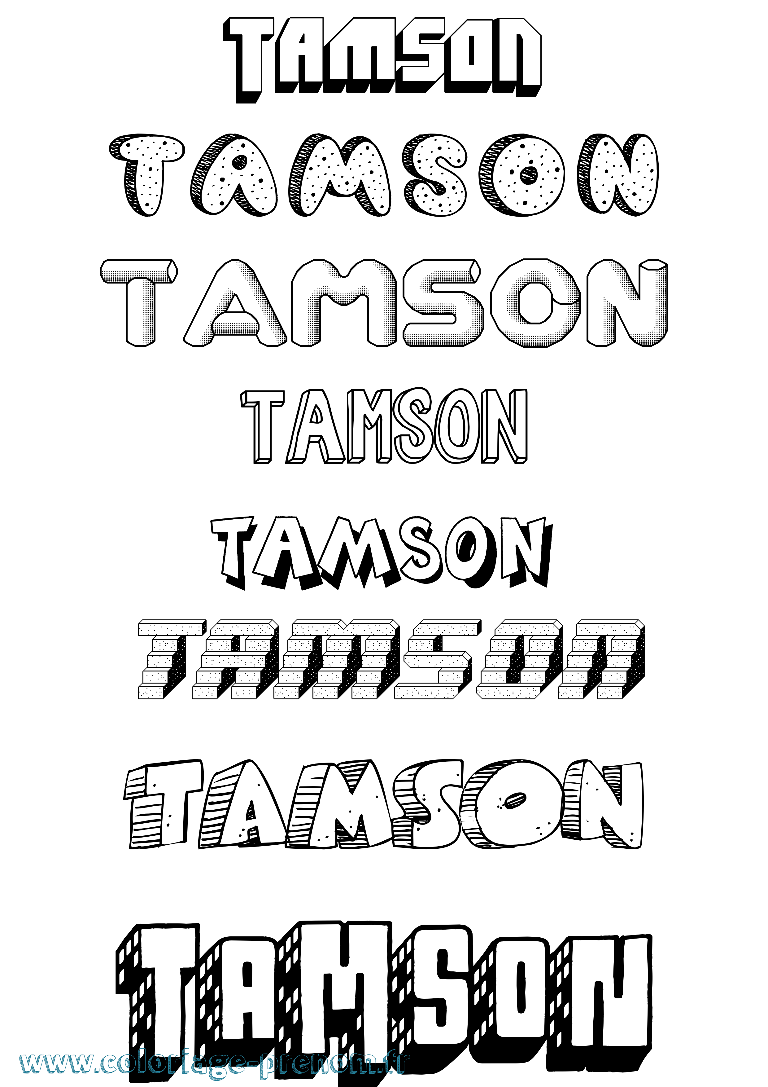 Coloriage prénom Tamson Effet 3D