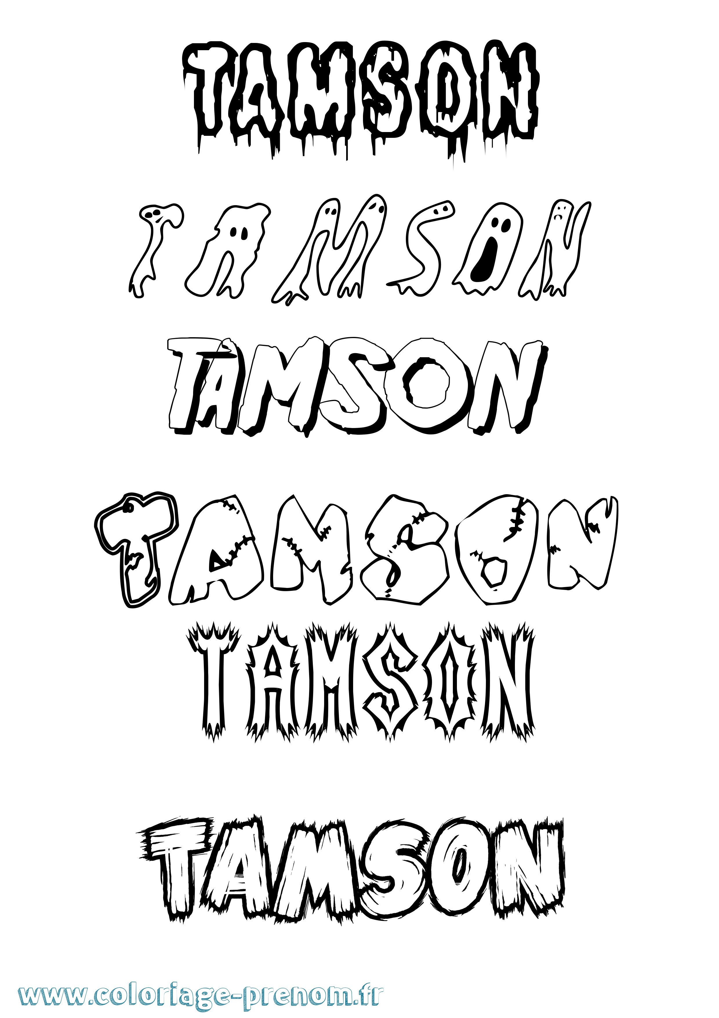 Coloriage prénom Tamson Frisson