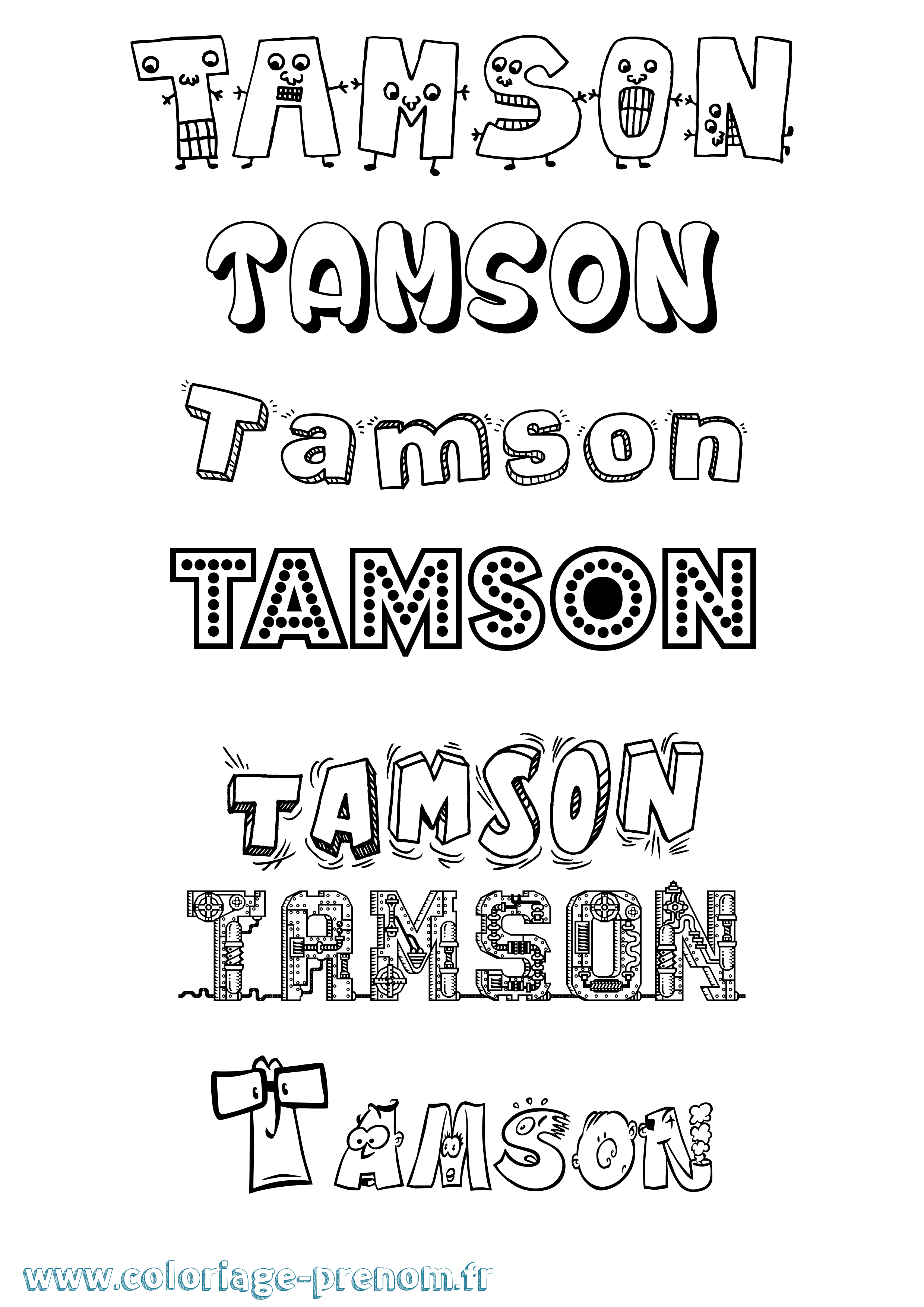 Coloriage prénom Tamson Fun