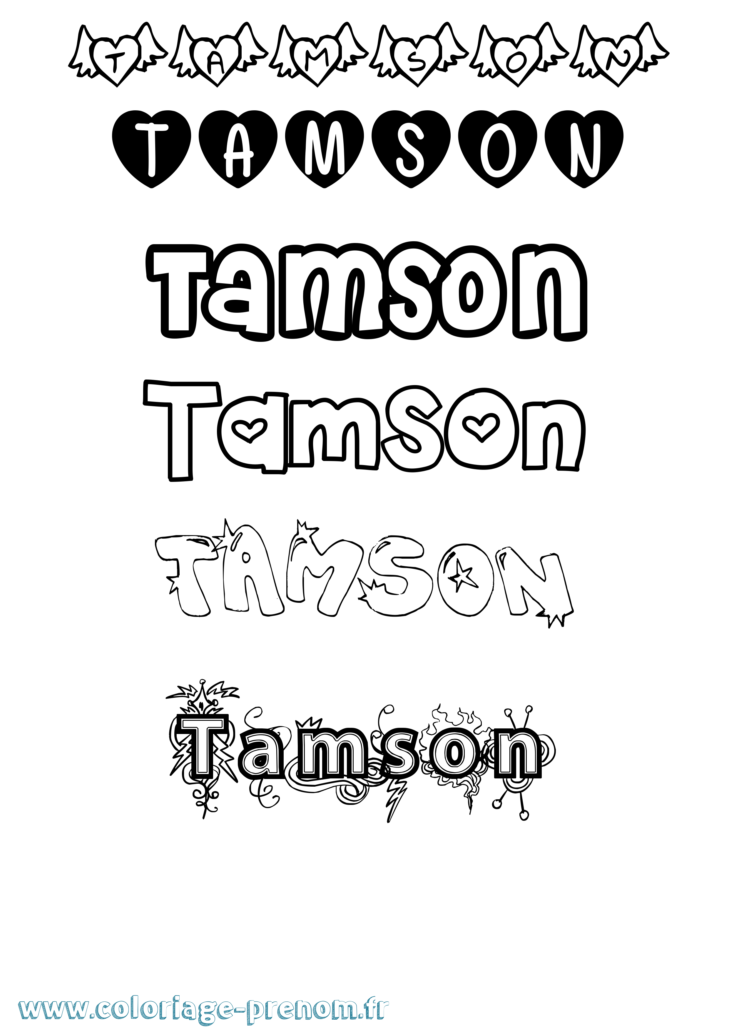 Coloriage Tamson Girly Coloriage prénom Tamson Girly