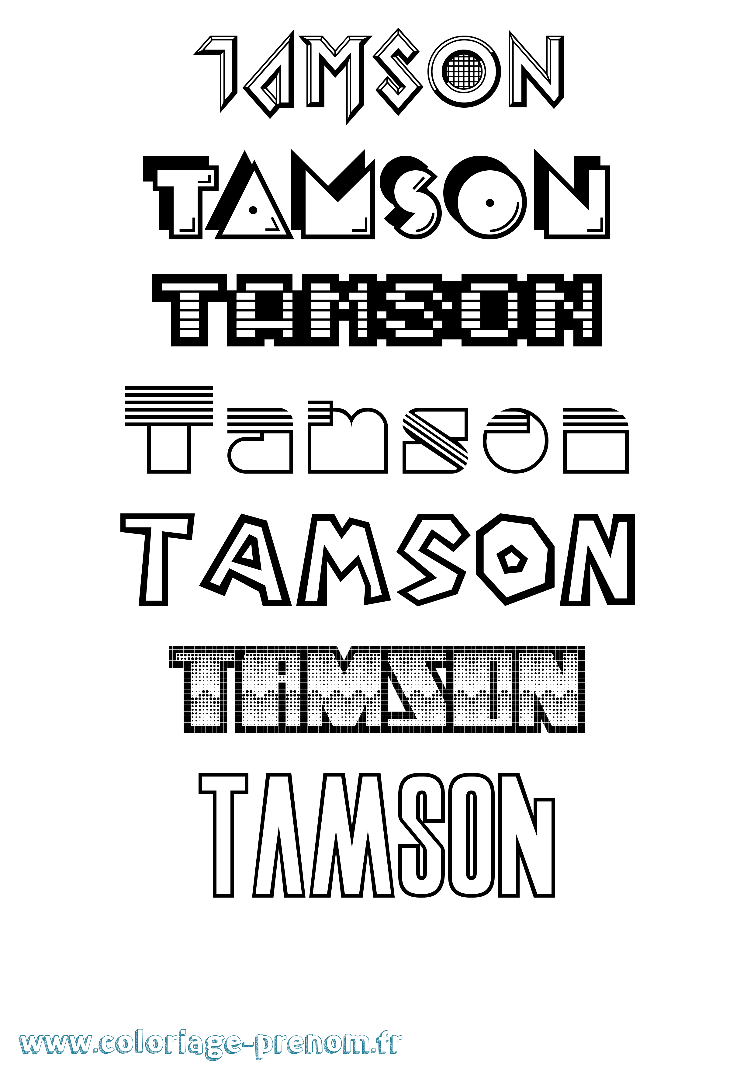 Coloriage prénom Tamson Jeux Vidéos