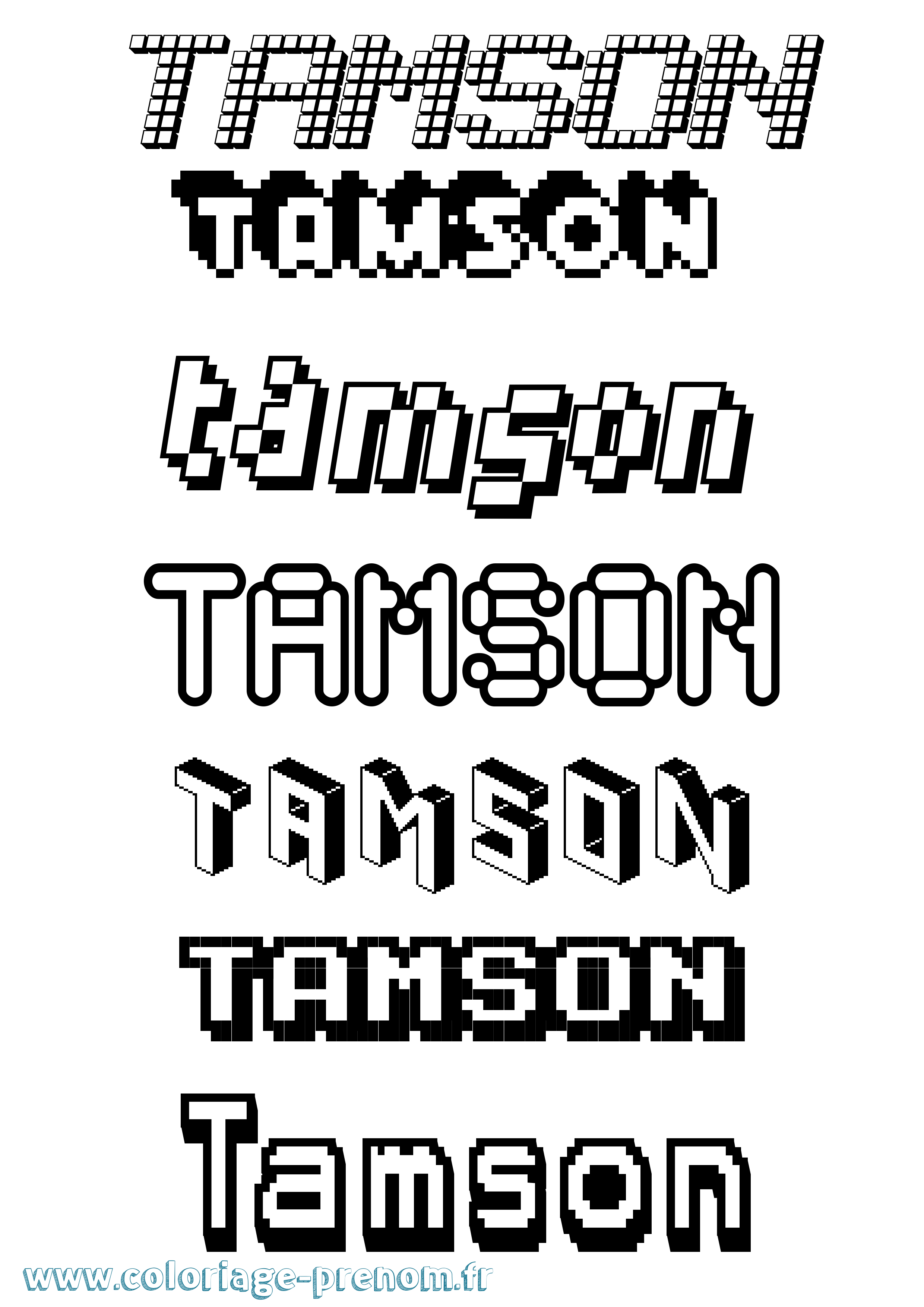 Coloriage prénom Tamson Pixel