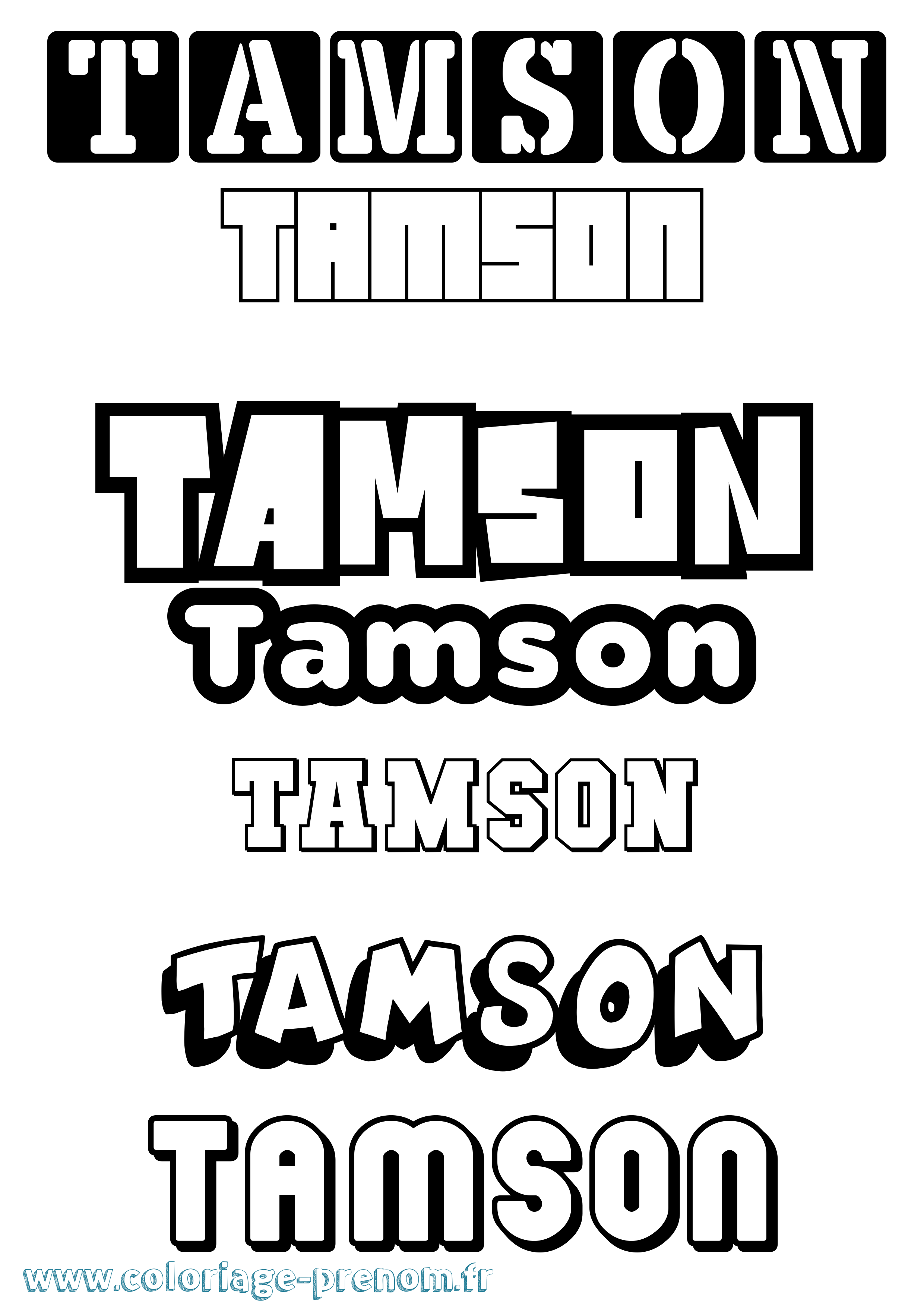 Coloriage prénom Tamson Simple
