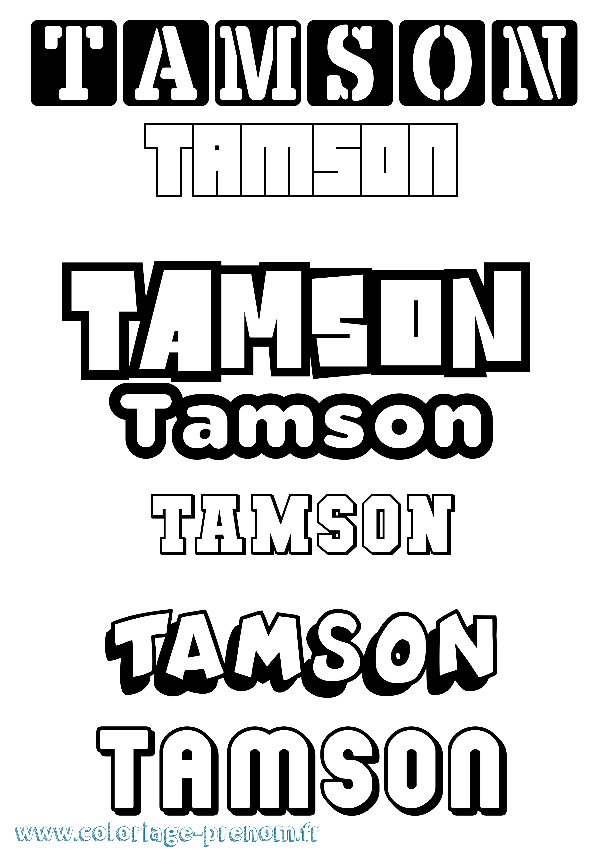 Coloriage Tamson Simple Coloriage prénom Tamson Simple