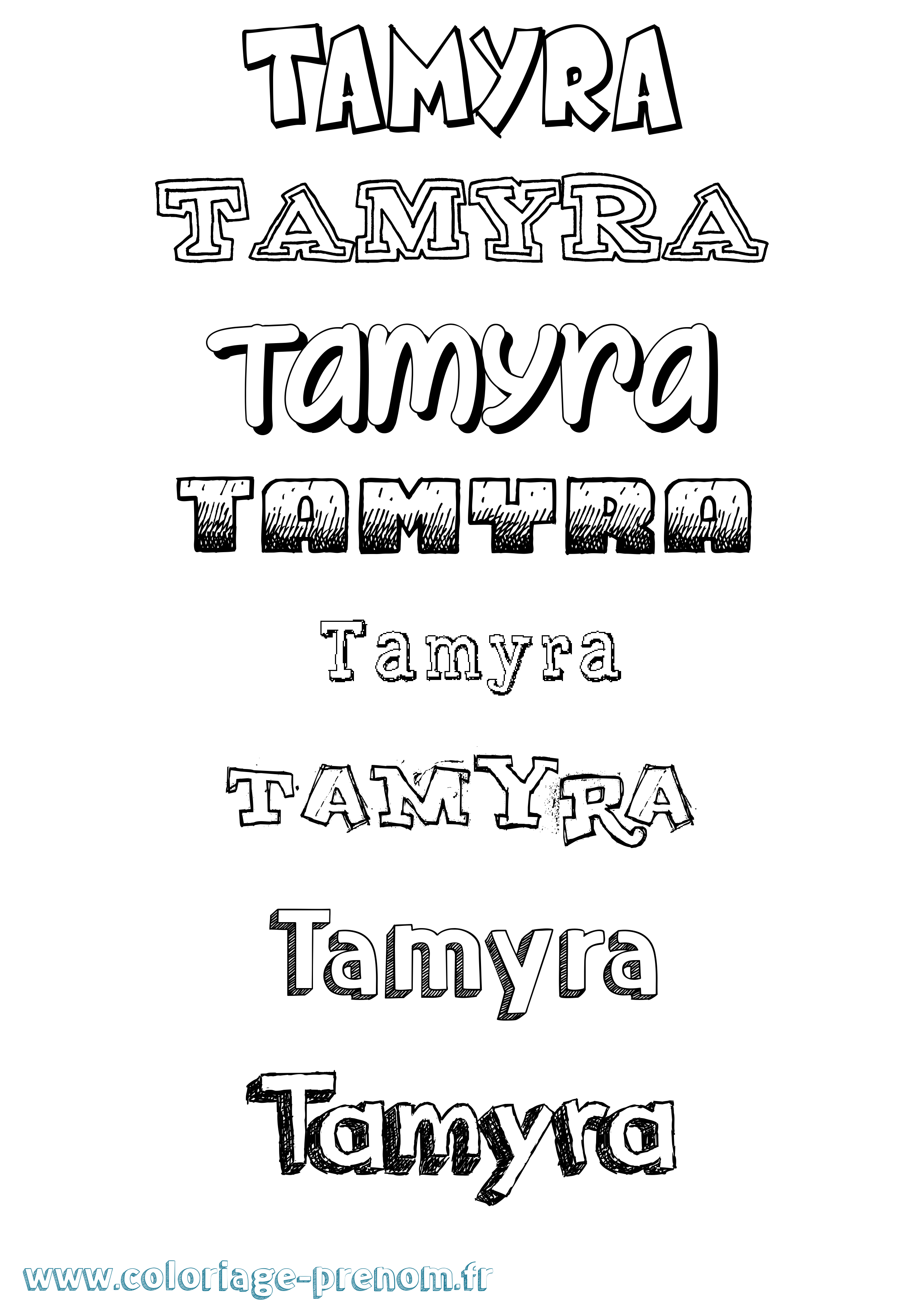Coloriage prénom Tamyra Dessiné