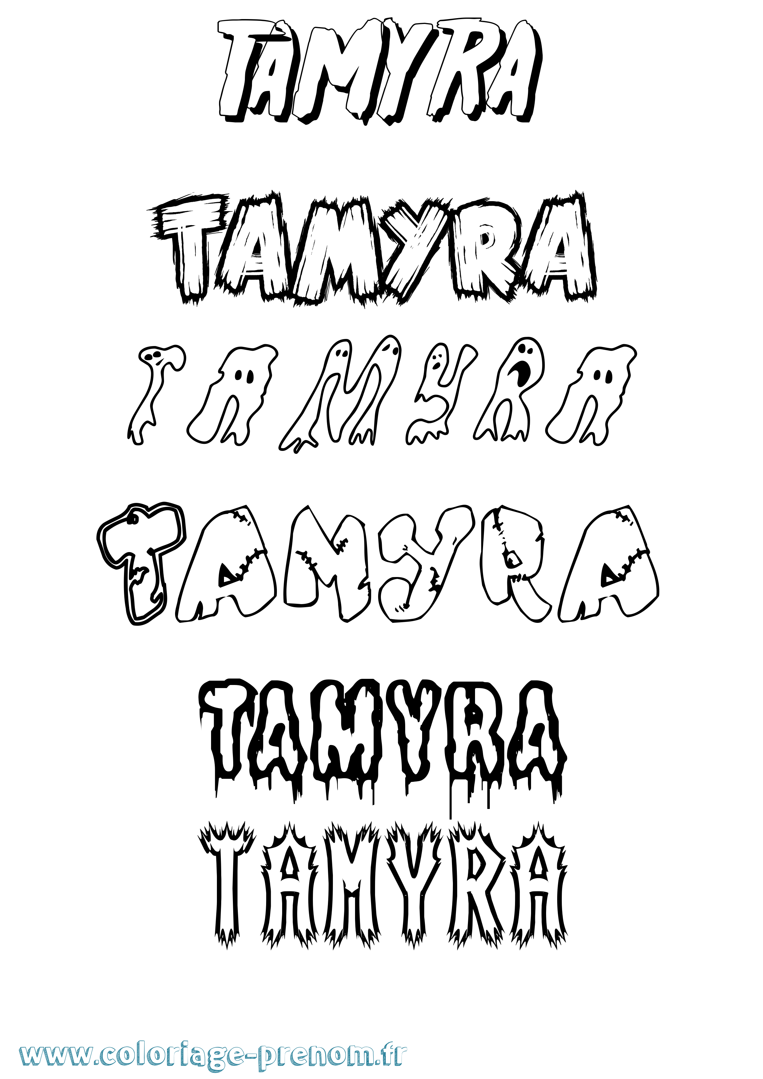 Coloriage prénom Tamyra Frisson