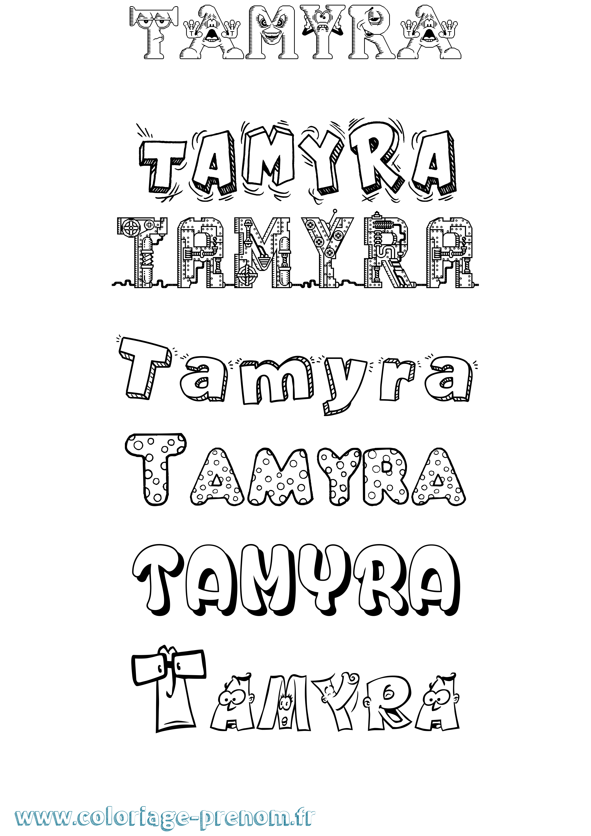 Coloriage prénom Tamyra Fun