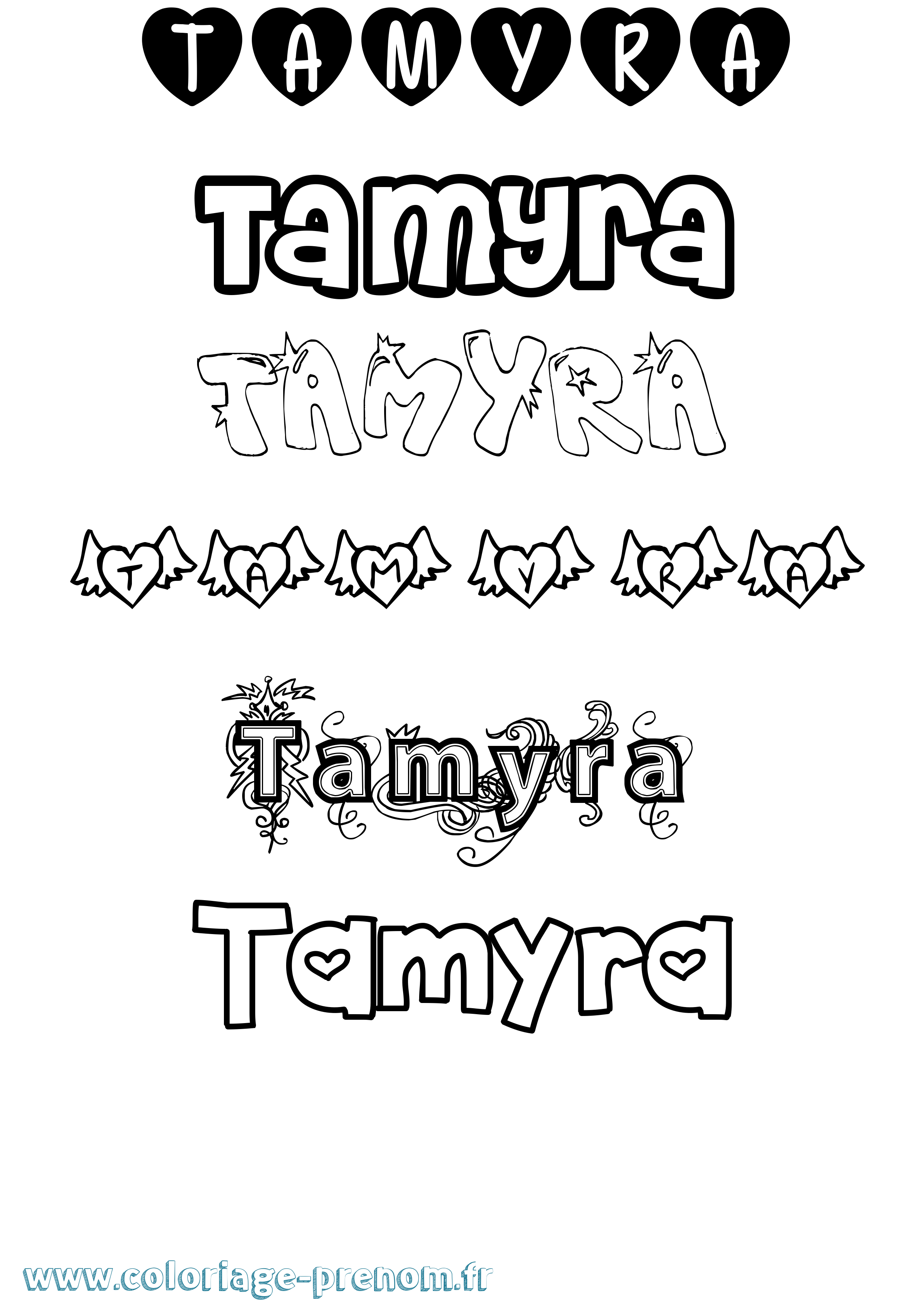 Coloriage prénom Tamyra Girly