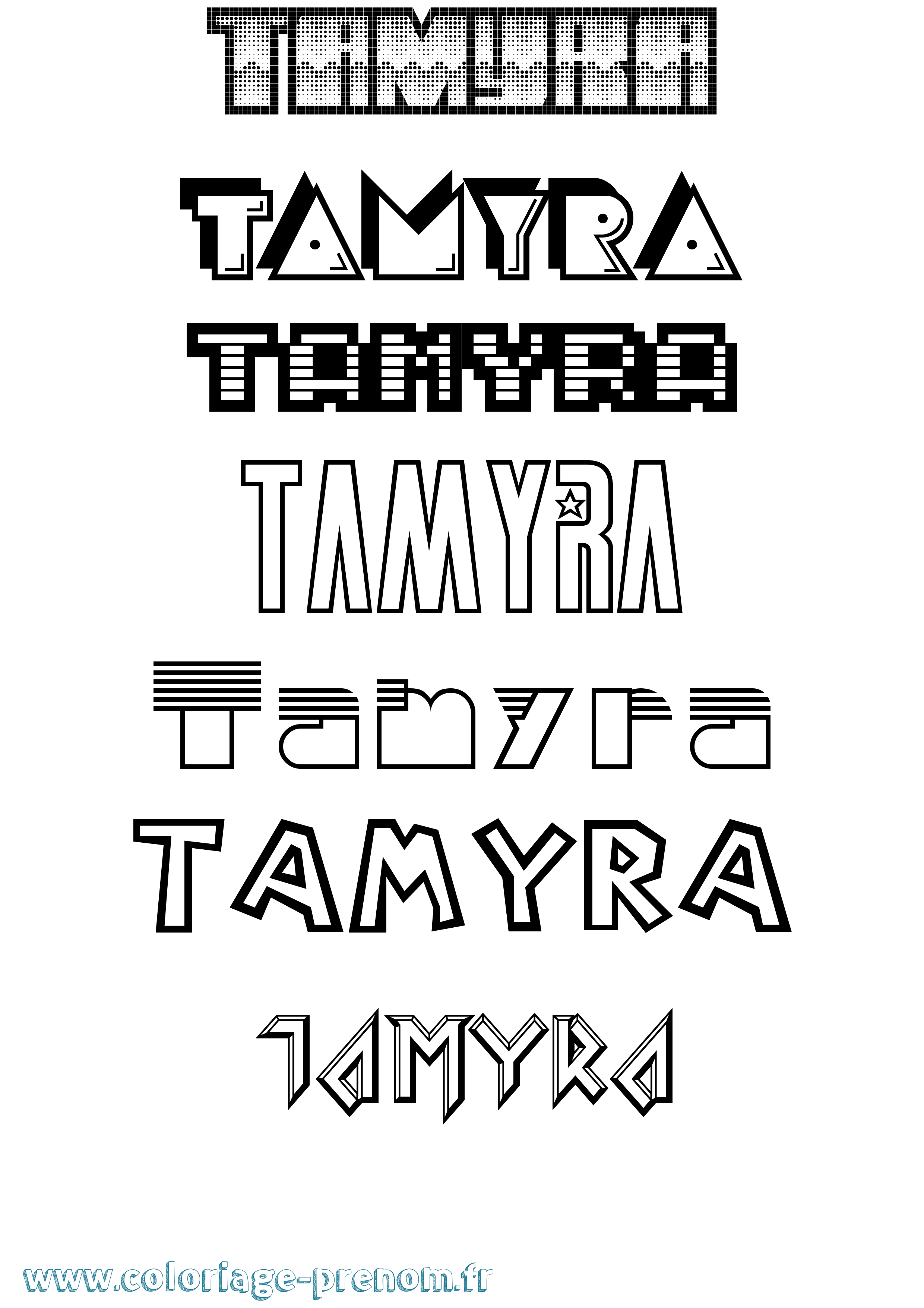 Coloriage prénom Tamyra Jeux Vidéos
