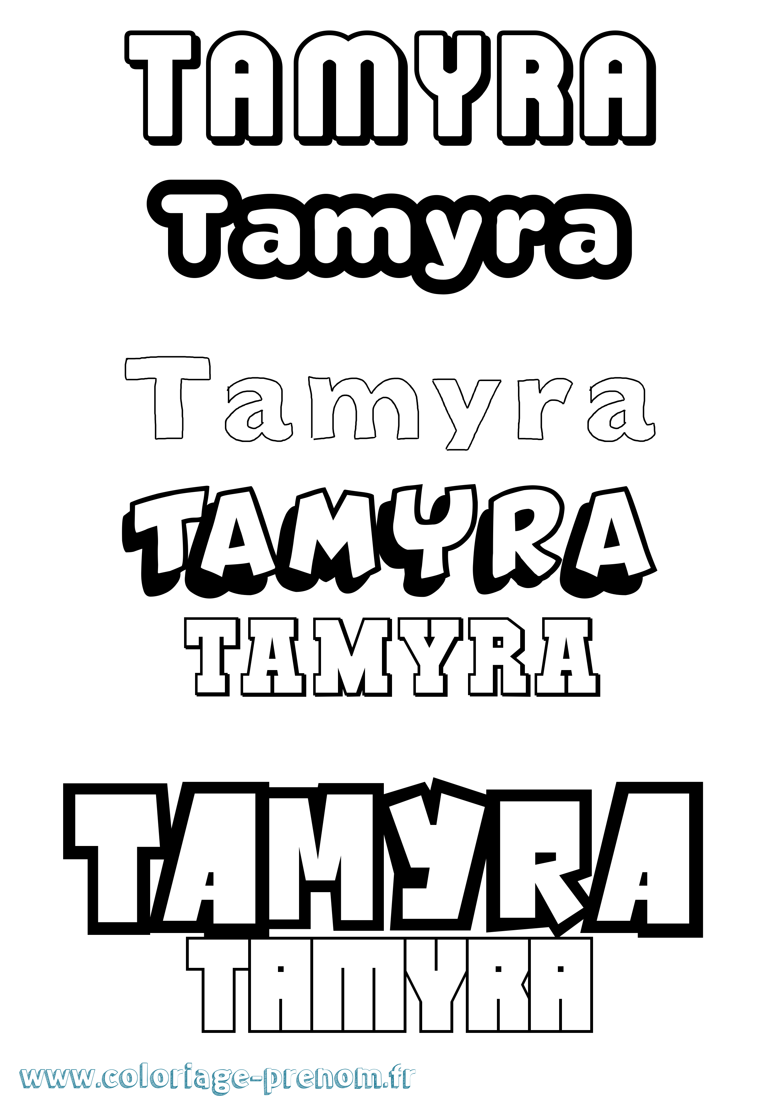 Coloriage prénom Tamyra Simple