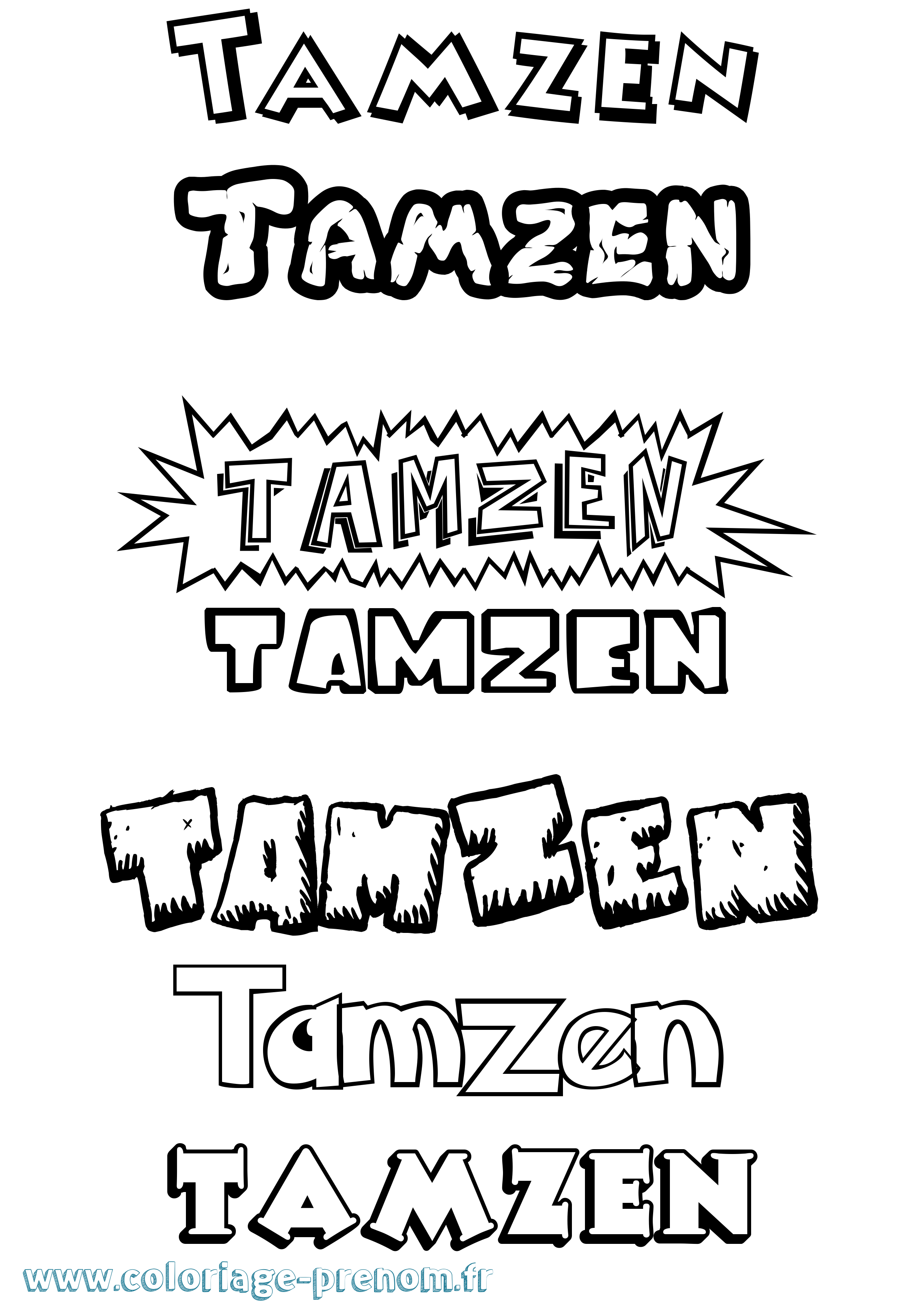 Coloriage prénom Tamzen Dessin Animé