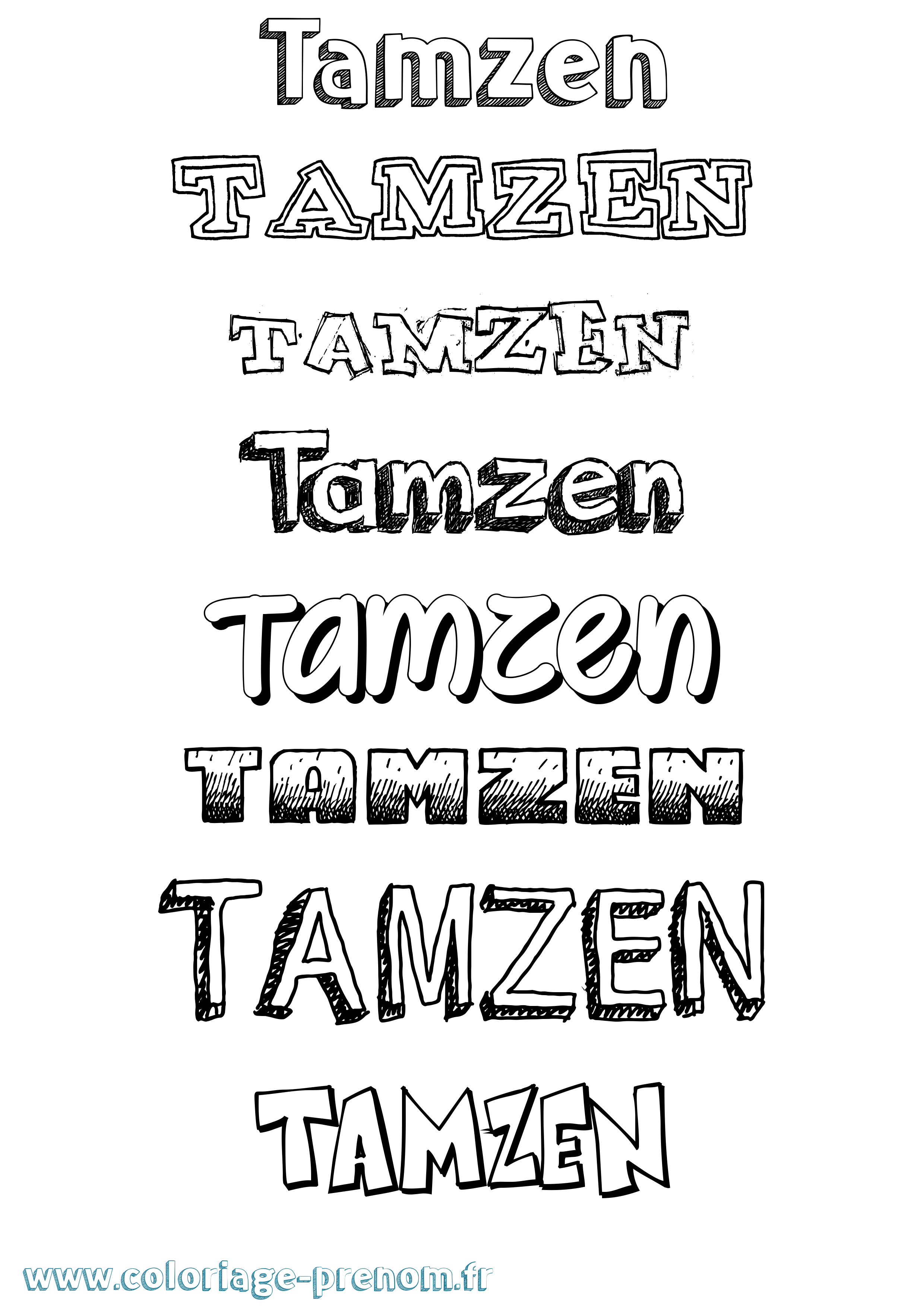 Coloriage prénom Tamzen Dessiné
