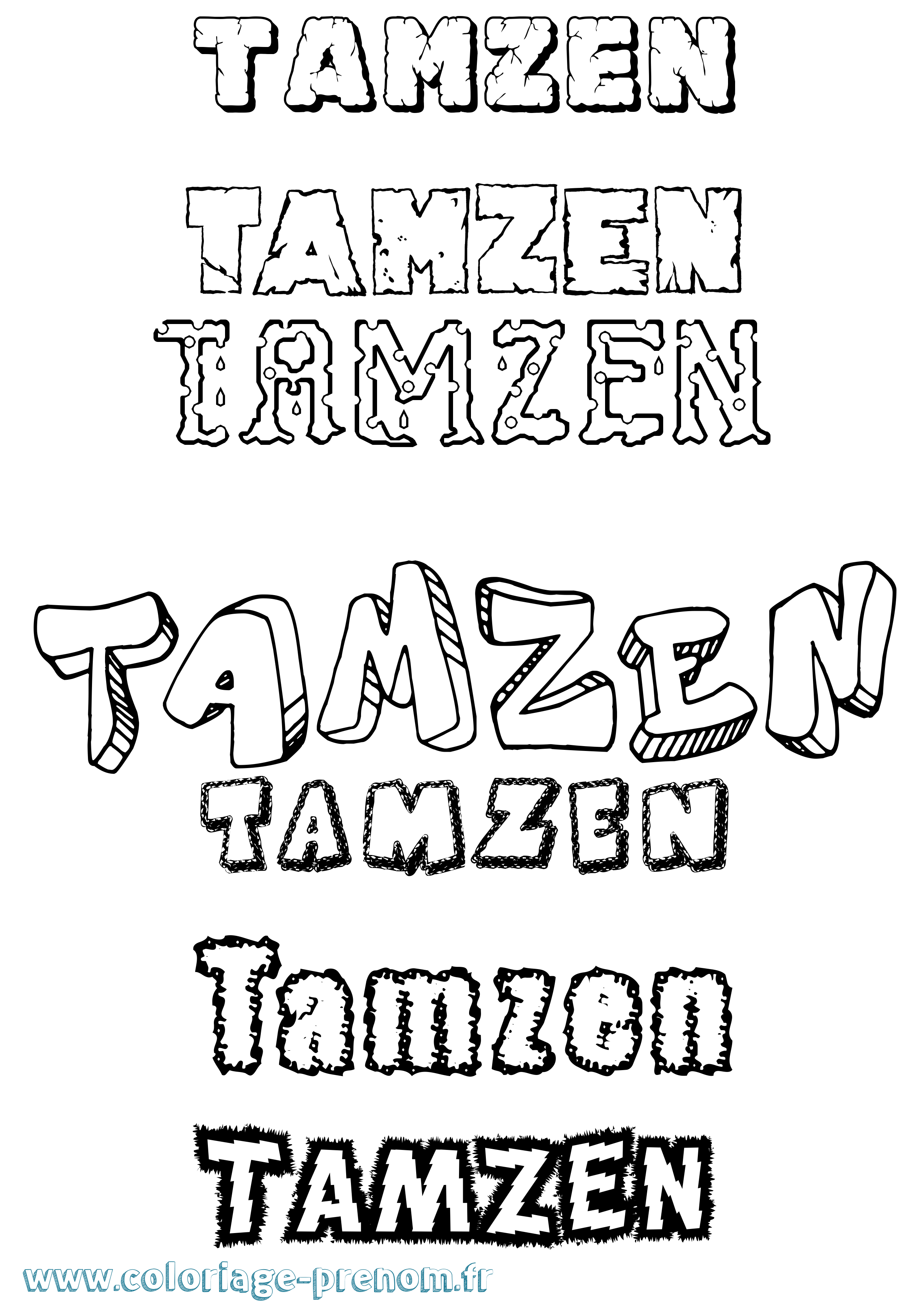 Coloriage prénom Tamzen Destructuré