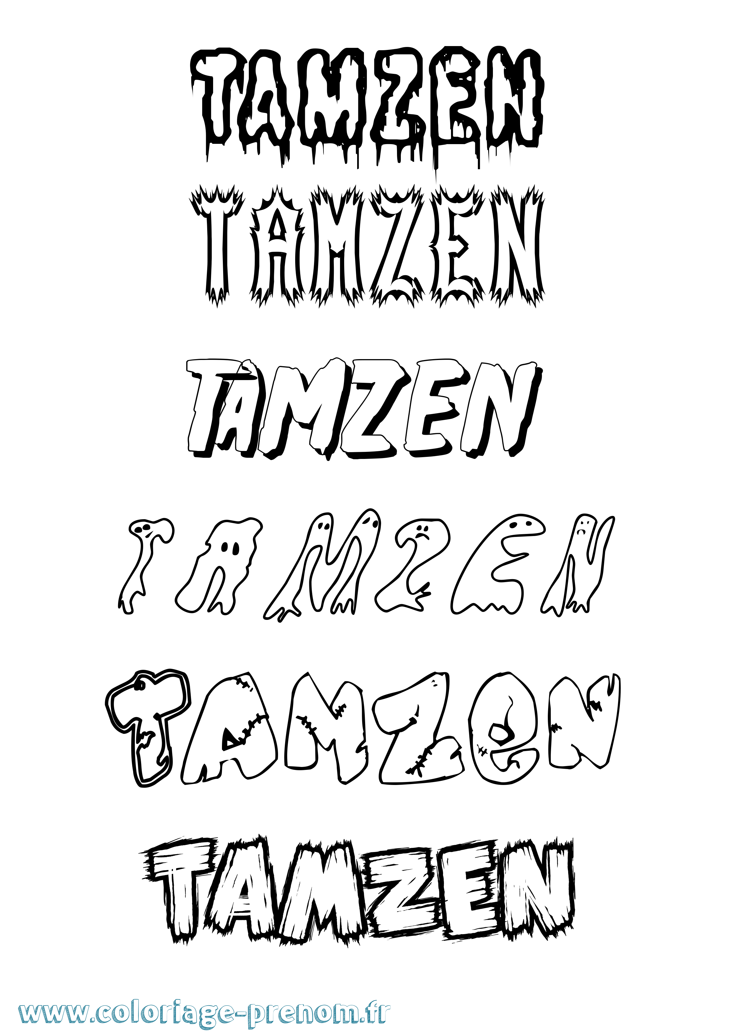 Coloriage prénom Tamzen Frisson