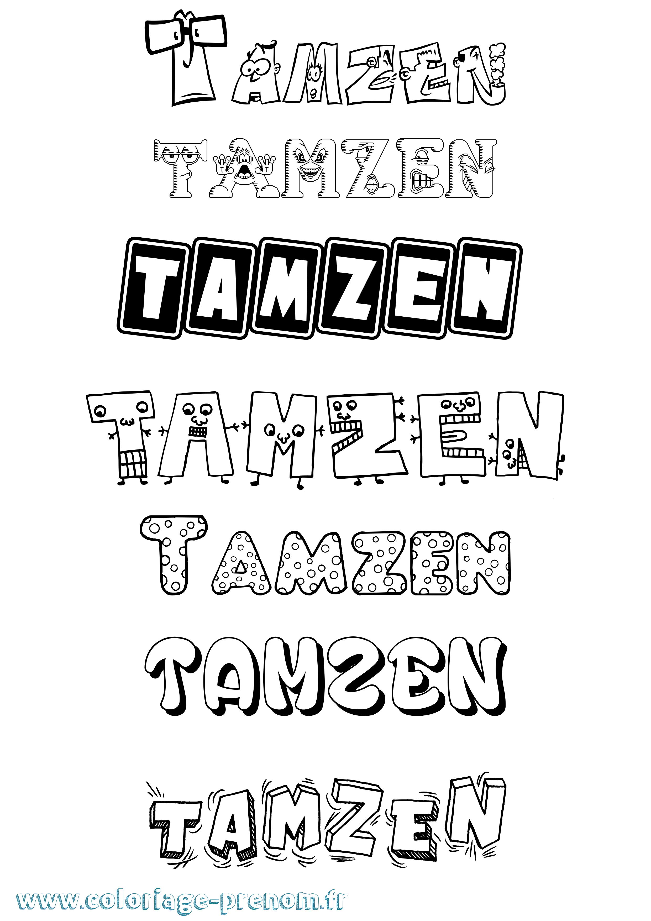 Coloriage prénom Tamzen Fun