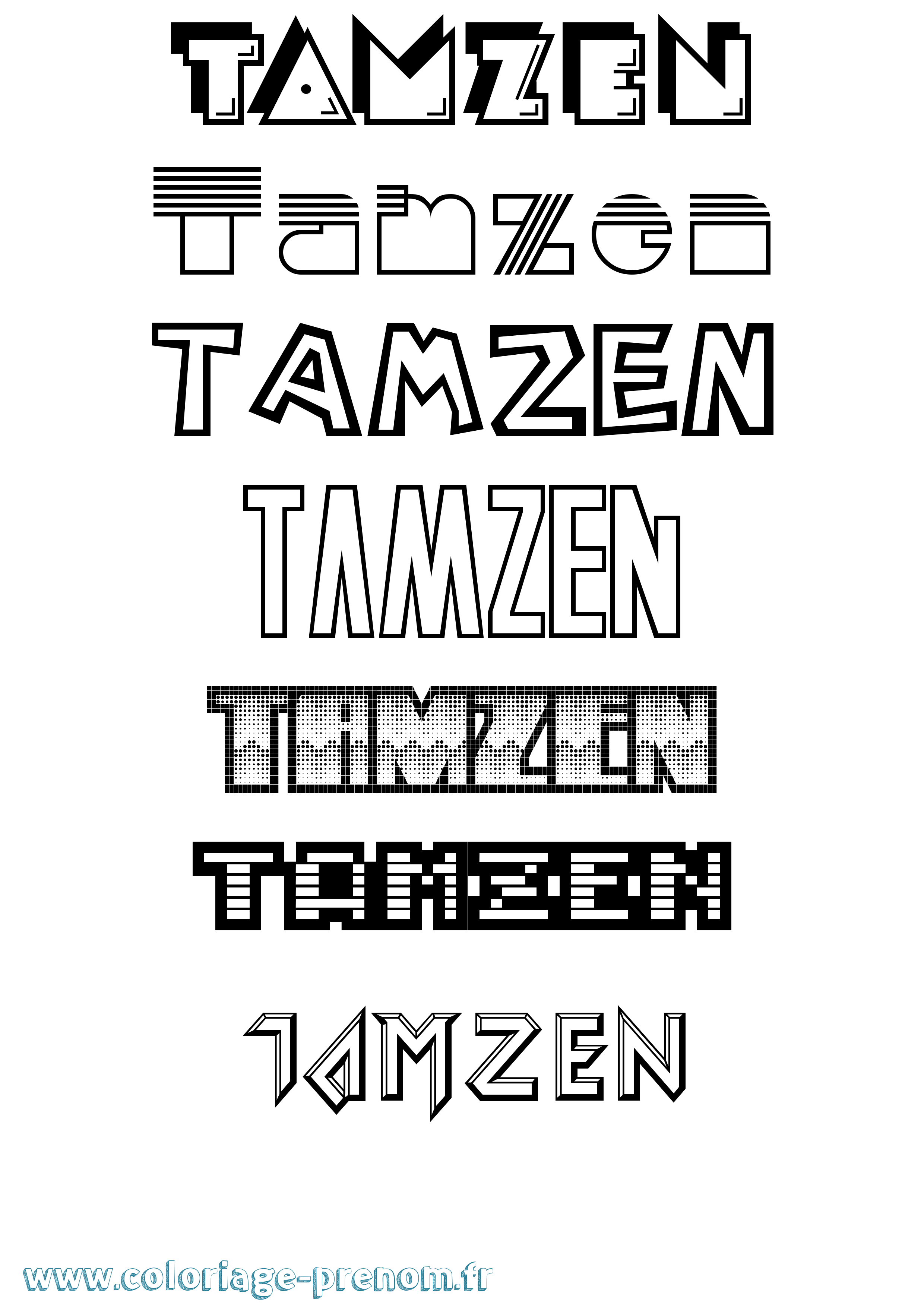 Coloriage prénom Tamzen Jeux Vidéos