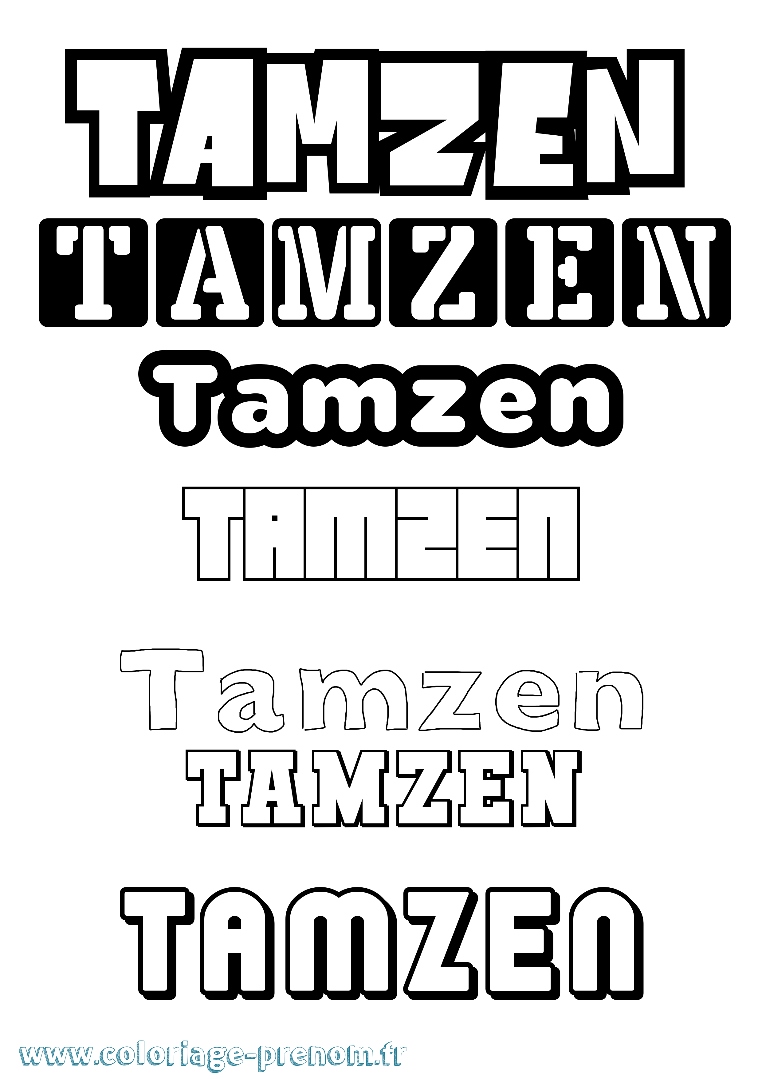 Coloriage prénom Tamzen Simple