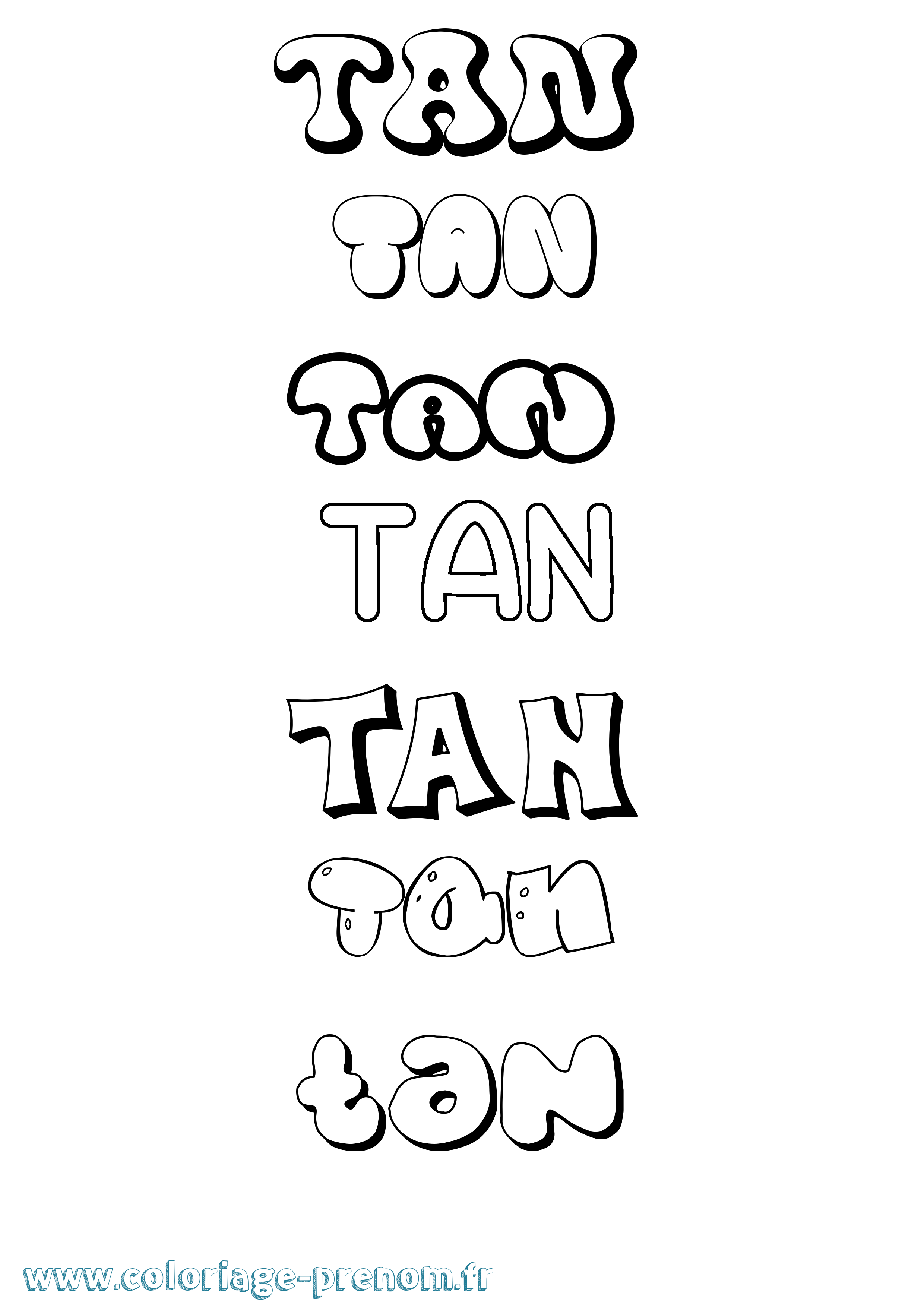 Coloriage Tan Bubble Coloriage prénom Tan Bubble
