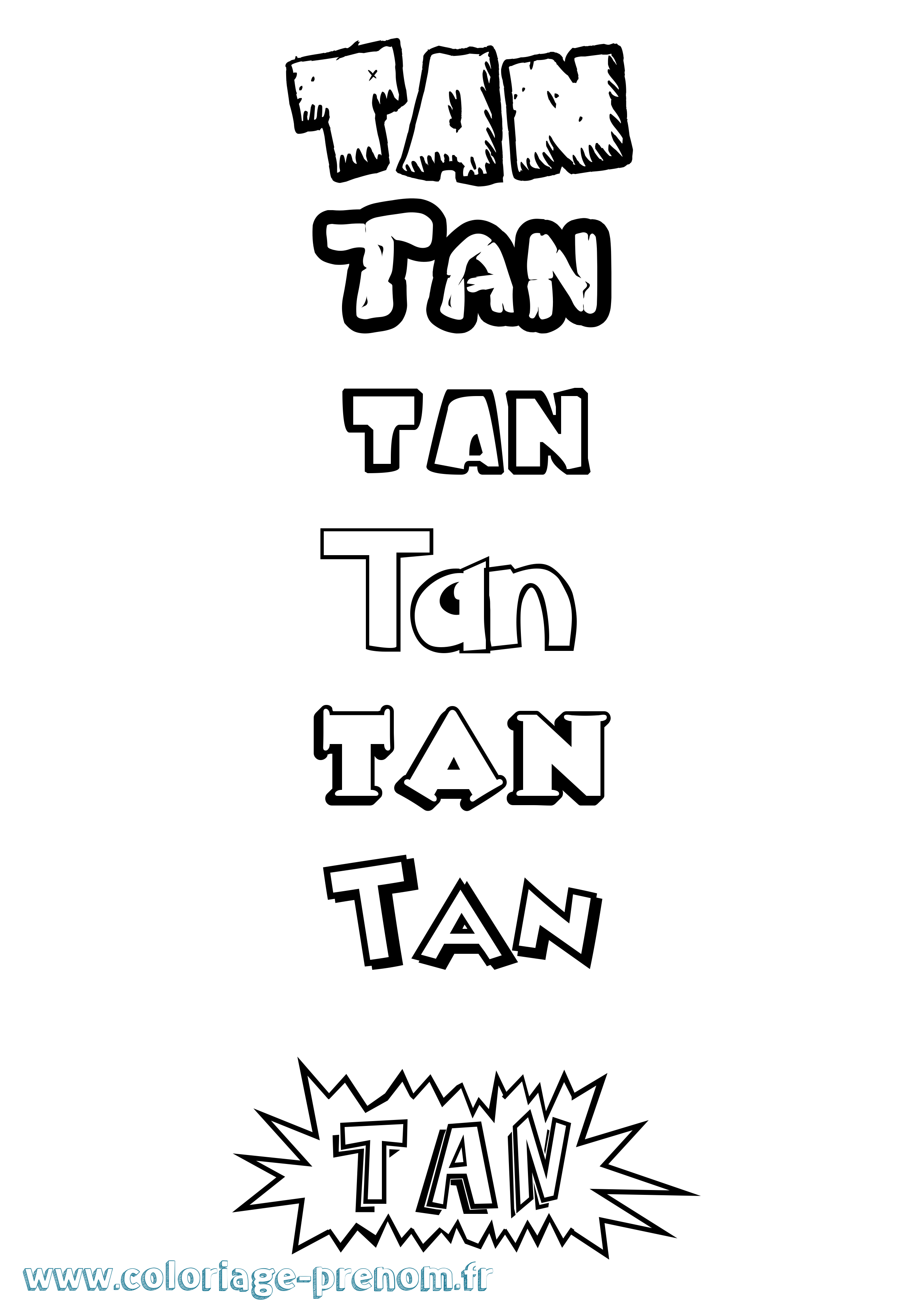 Coloriage Tan Dessin Animé Coloriage prénom Tan Dessin Animé