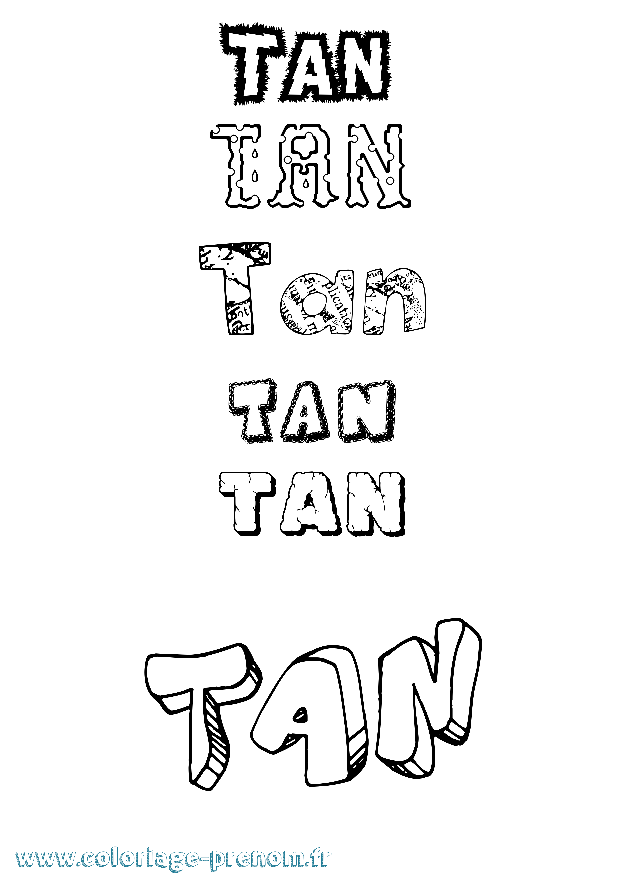 Coloriage prénom Tan Destructuré
