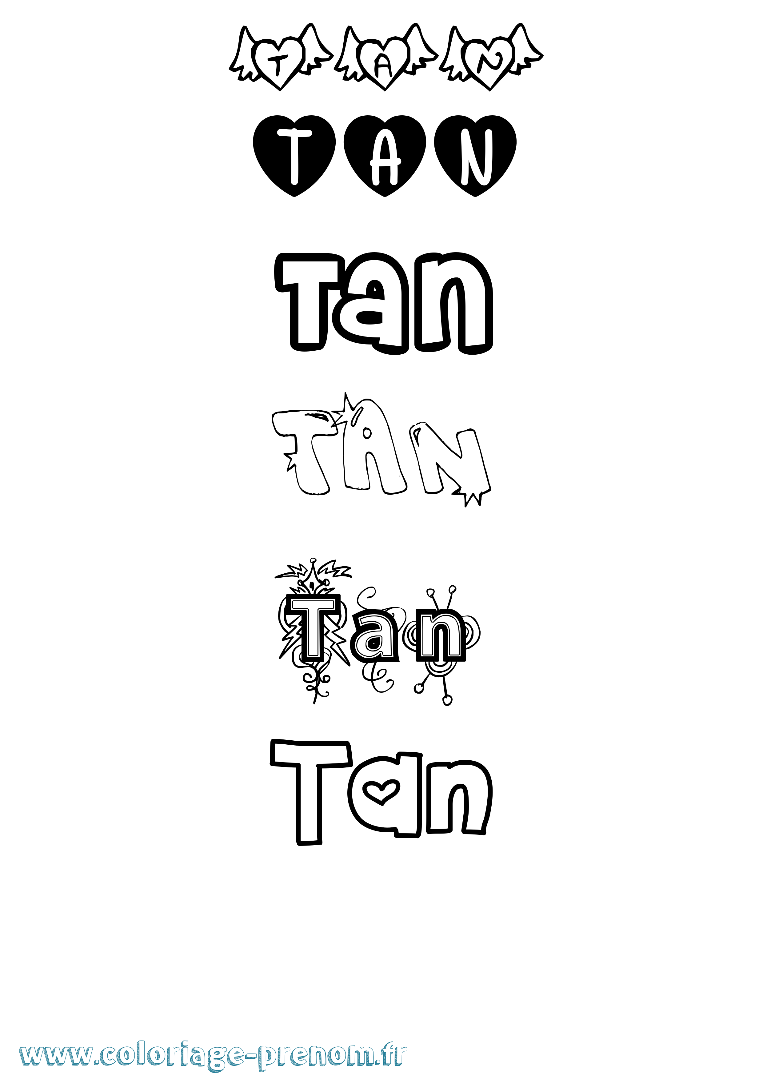 Coloriage prénom Tan Girly